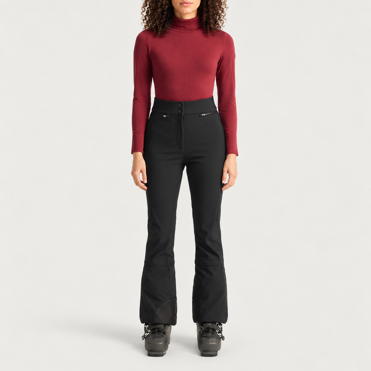 Fusalp women's Pixilae Ski Pants in Black, front view on model.
