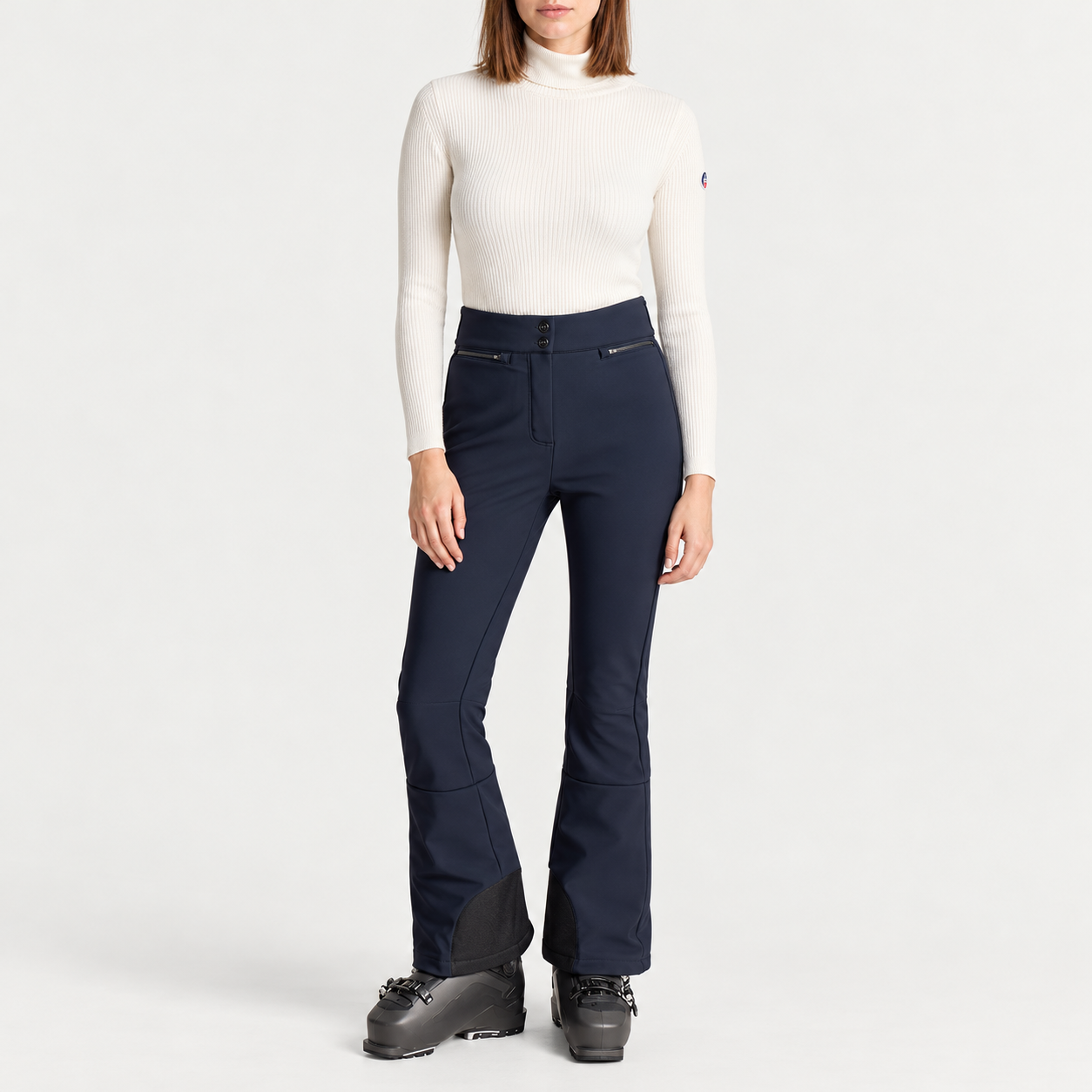 Fusalp women's Pixilae Ski Pants in Navy, full outfit on model.