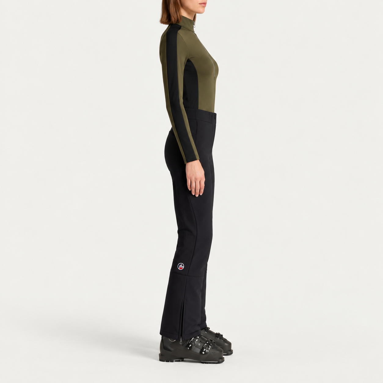 Fusalp women's Tipi III Ski Pants in Black, side view on model.