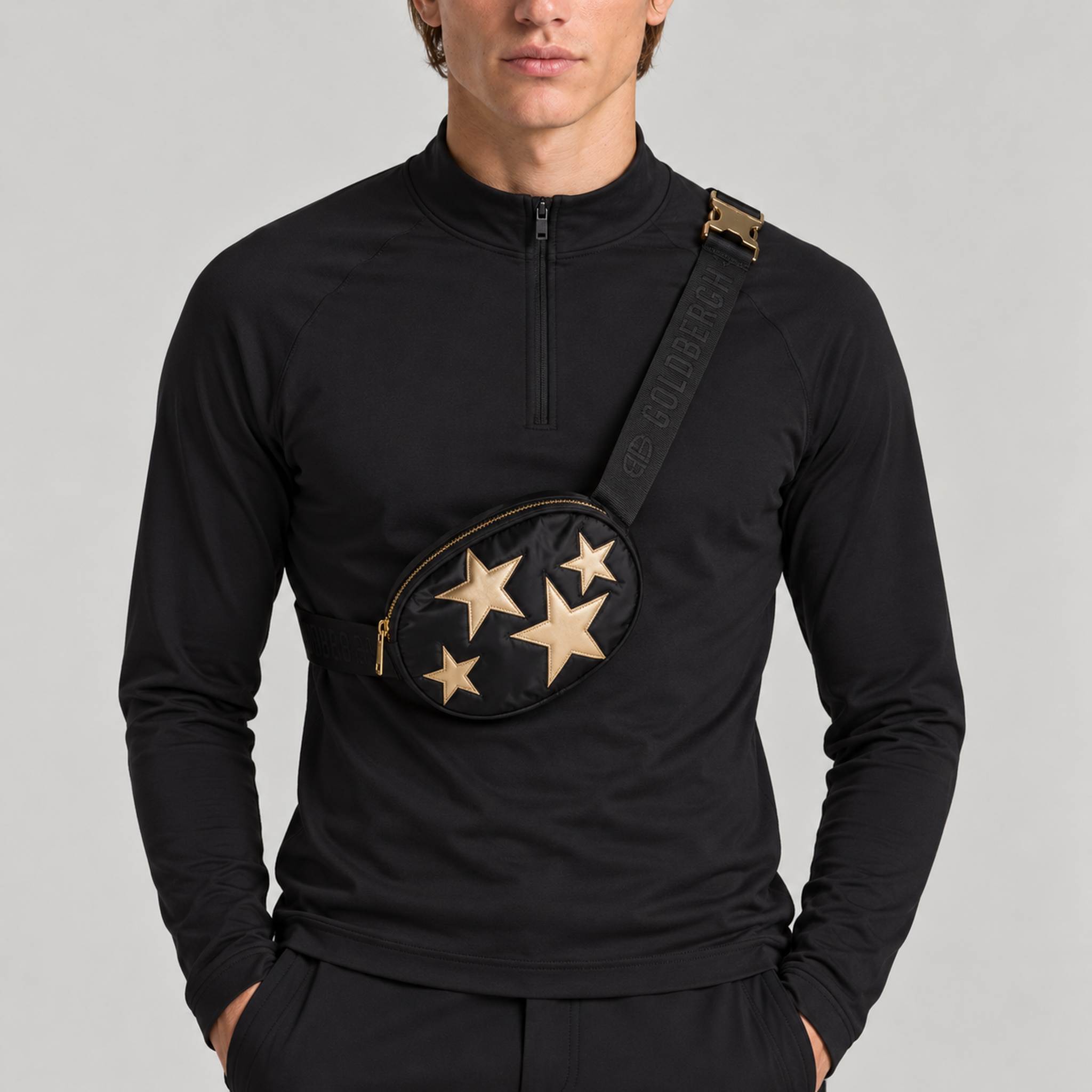 Goldbergh unisex Amayi Bum Bag (Black) - mens front. AI-generated from manufacturer imagery.