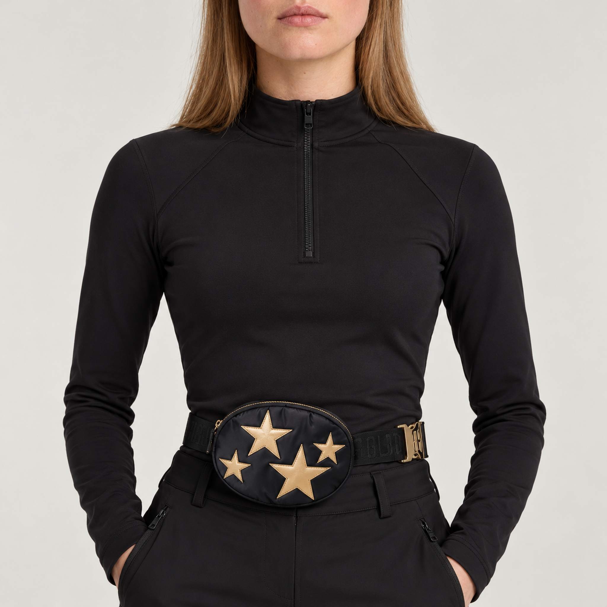 Goldbergh unisex Amayi Bum Bag (Black) - womens front. AI-generated from manufacturer imagery.