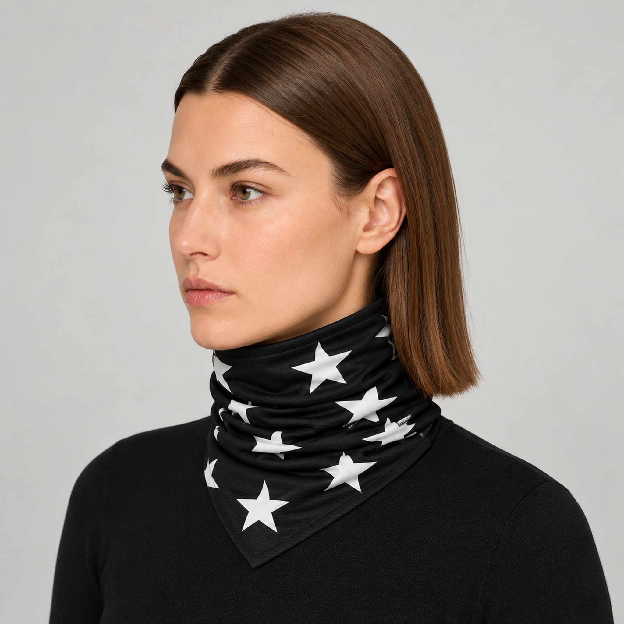 Goldbergh unisex Anzu Neck Gaiter in Black (Black) - womens side. AI-generated from manufacturer imagery.