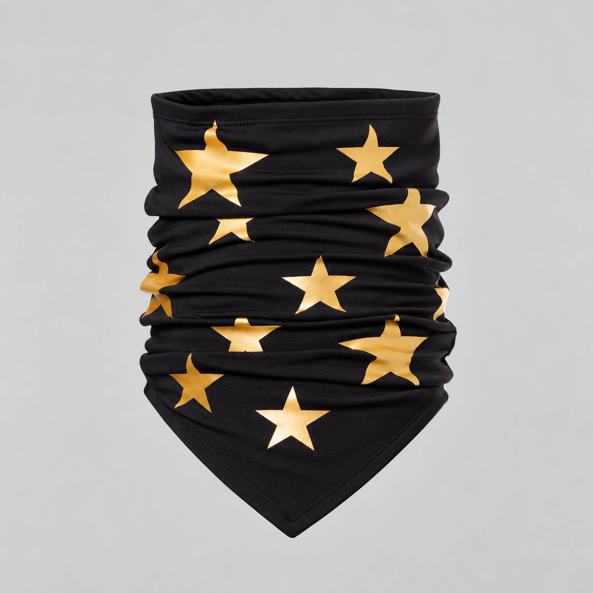 Goldbergh unisex Anzu Neck Gaiter in Black/Gold (Black/Gold) - front. AI-generated from manufacturer imagery.