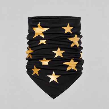 Goldbergh unisex Anzu Neck Gaiter in Black/Gold (Black/Gold) - front. AI-generated from manufacturer imagery.