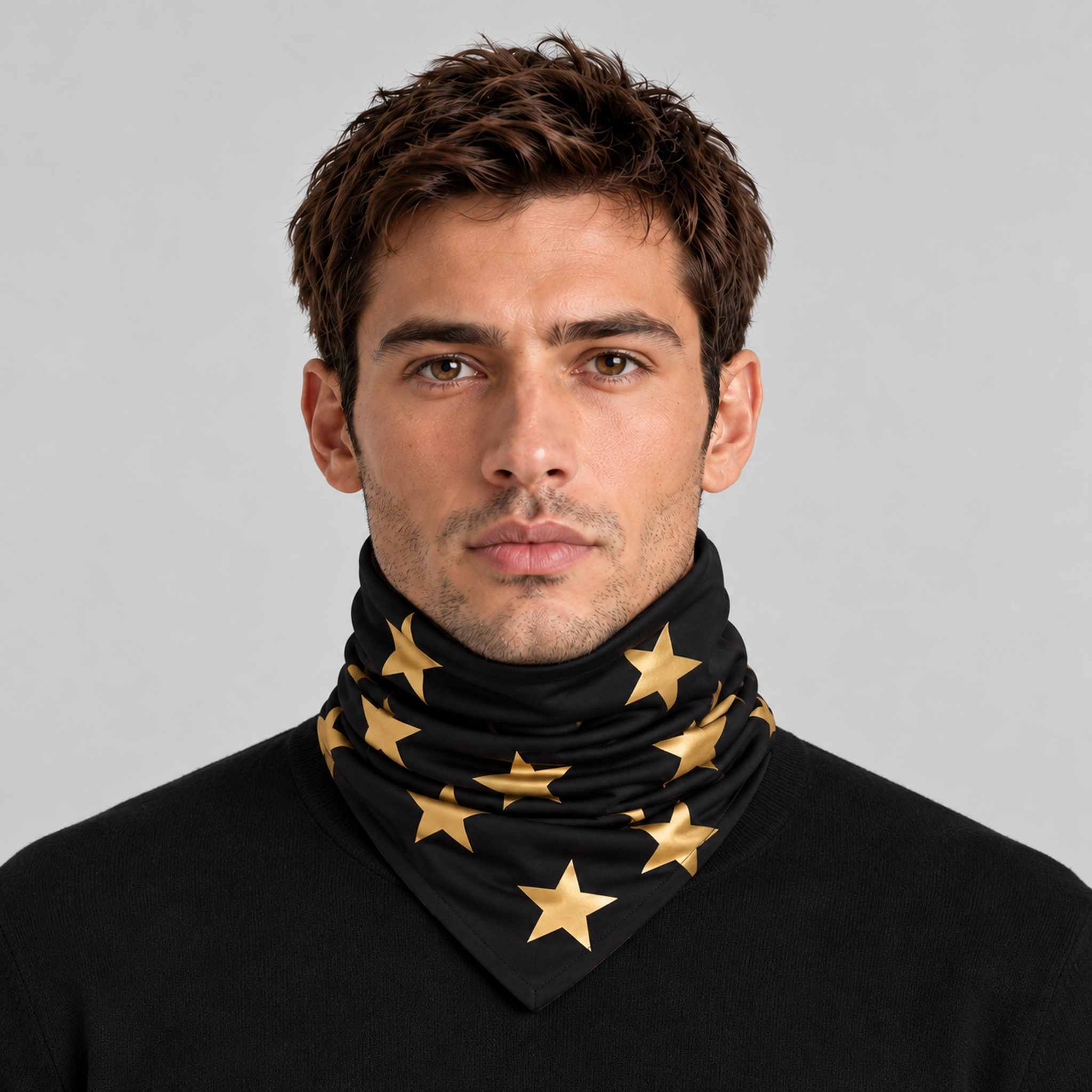 Goldbergh unisex Anzu Neck Gaiter in Black/Gold (Black/Gold) - mens front. AI-generated from manufacturer imagery.