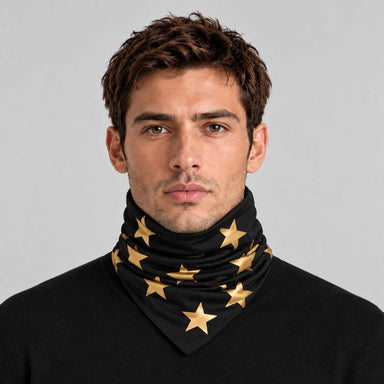 Goldbergh unisex Anzu Neck Gaiter in Black/Gold (Black/Gold) - mens front. AI-generated from manufacturer imagery.