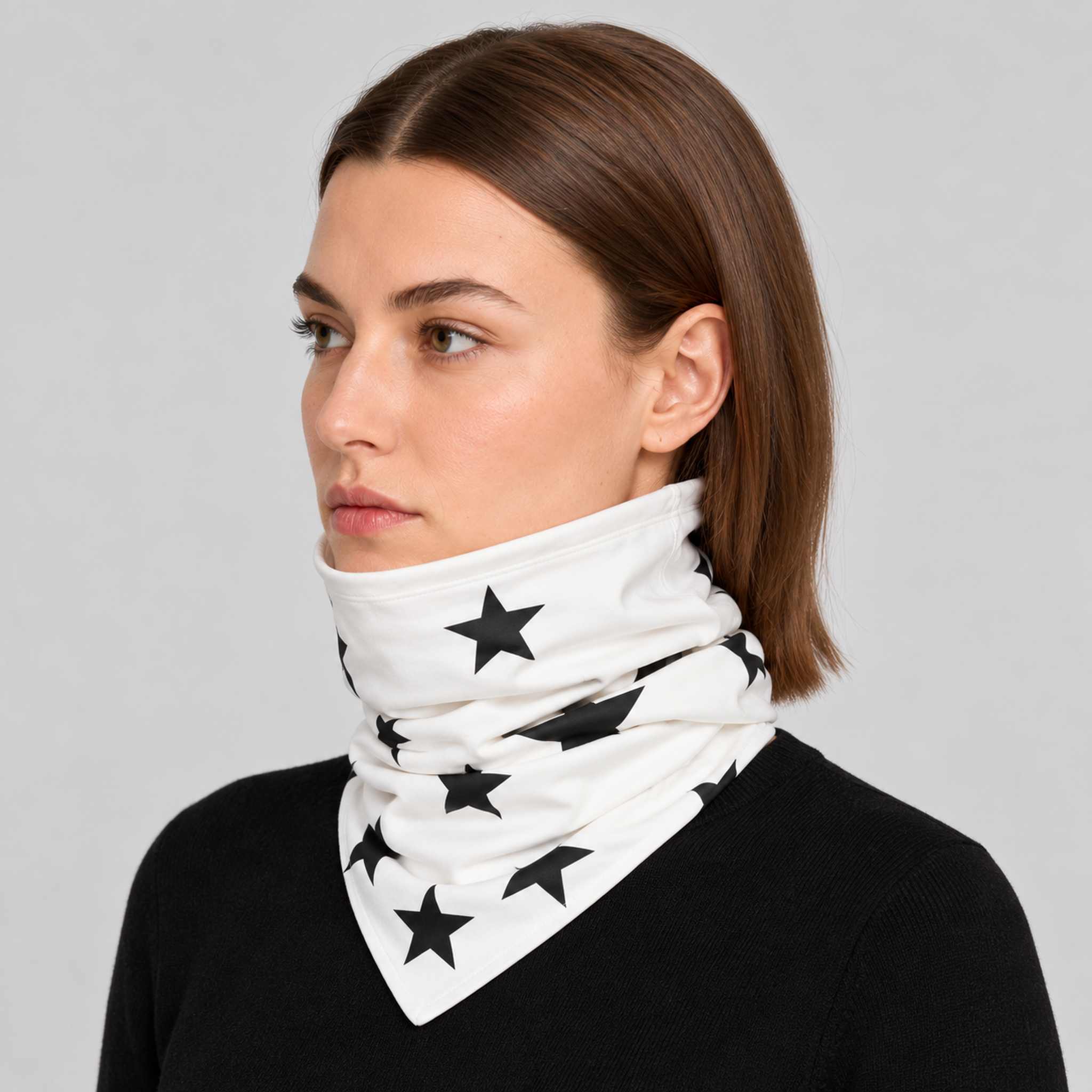 Goldbergh unisex Anzu Neck Gaiter in Snow White (Snow White) - womens side. AI-generated from manufacturer imagery.