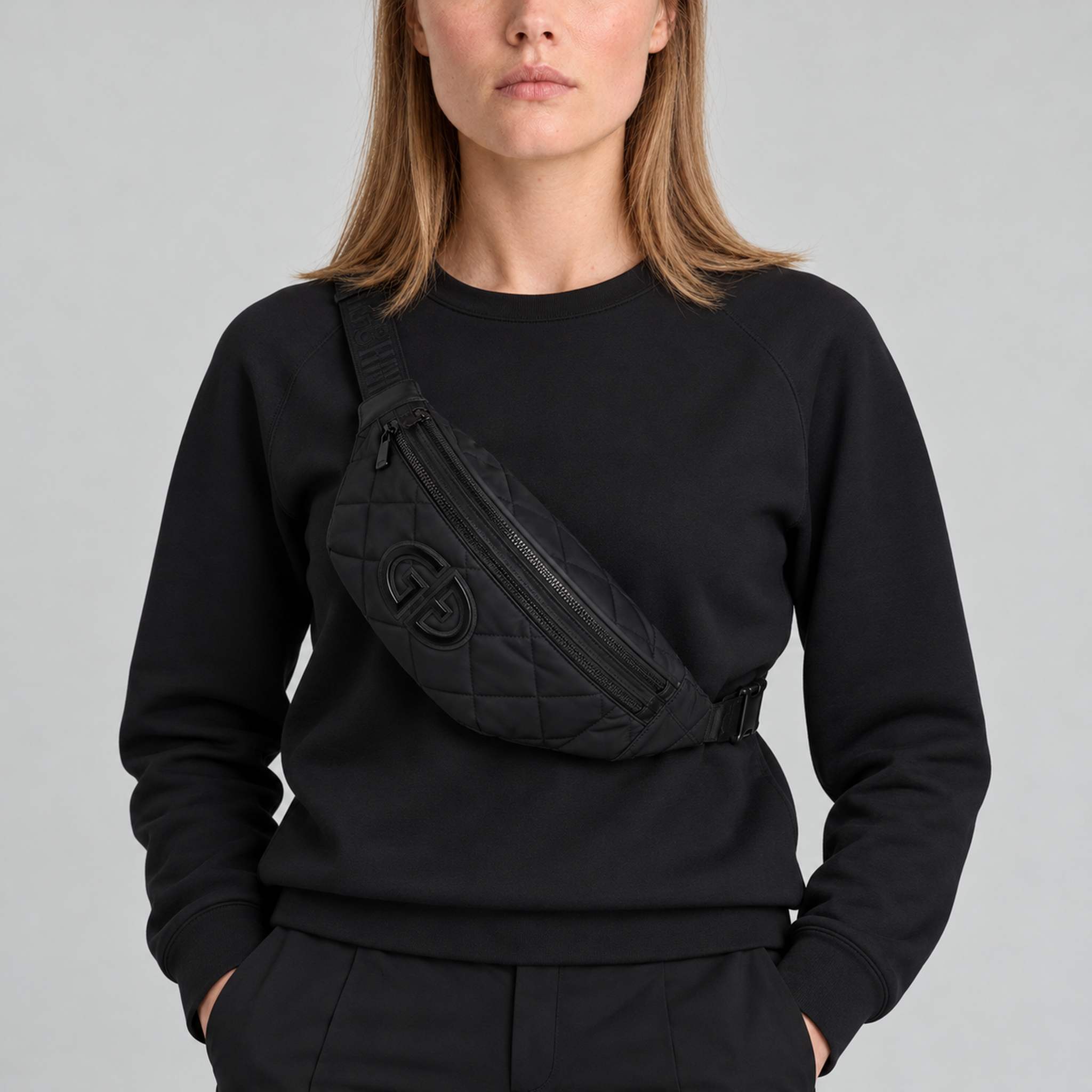 Goldbergh unisex Col Bum Bag in Black (Black) - womens front. AI-generated from manufacturer imagery.