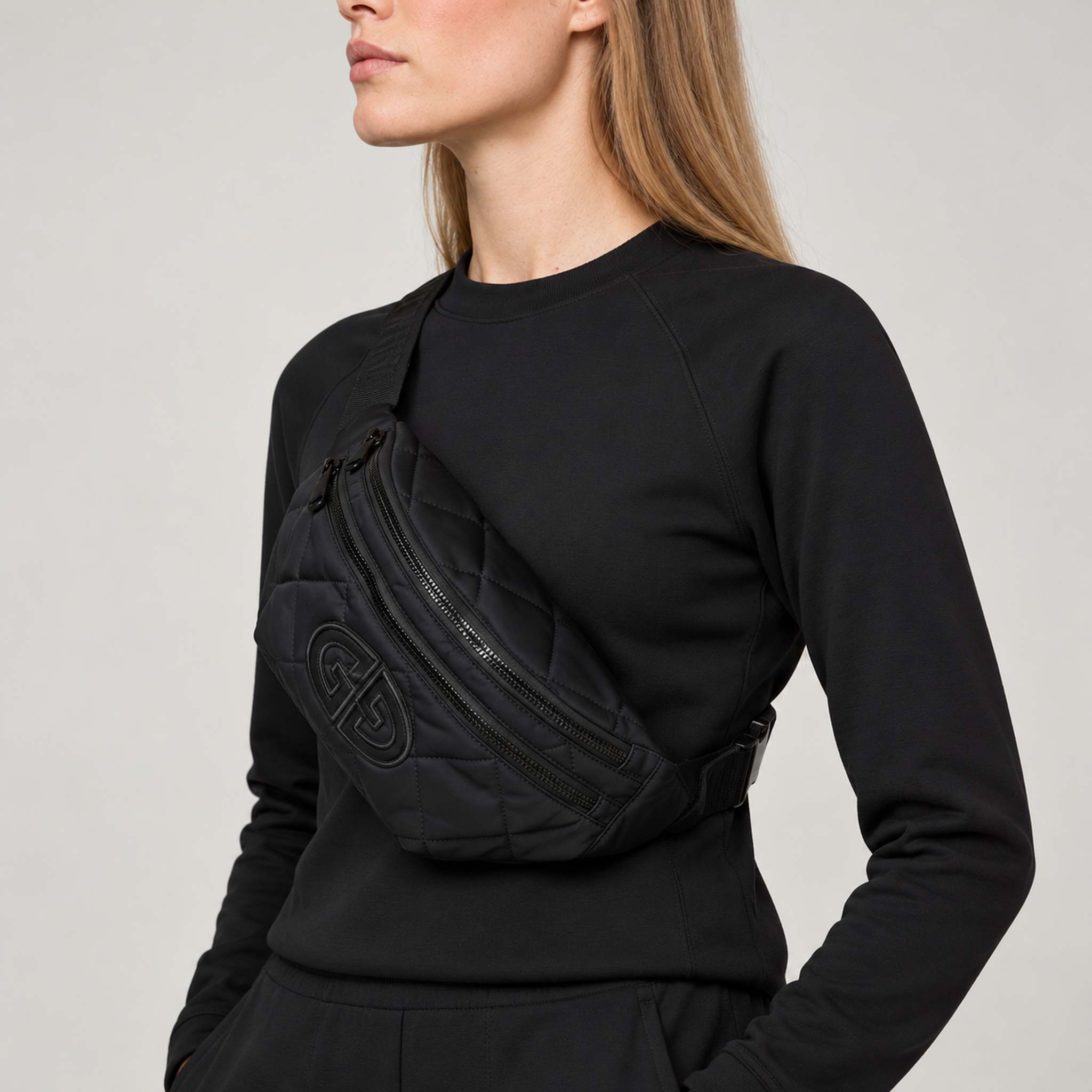 Goldbergh unisex Col Bum Bag in Black (Black) - womens side. AI-generated from manufacturer imagery.
