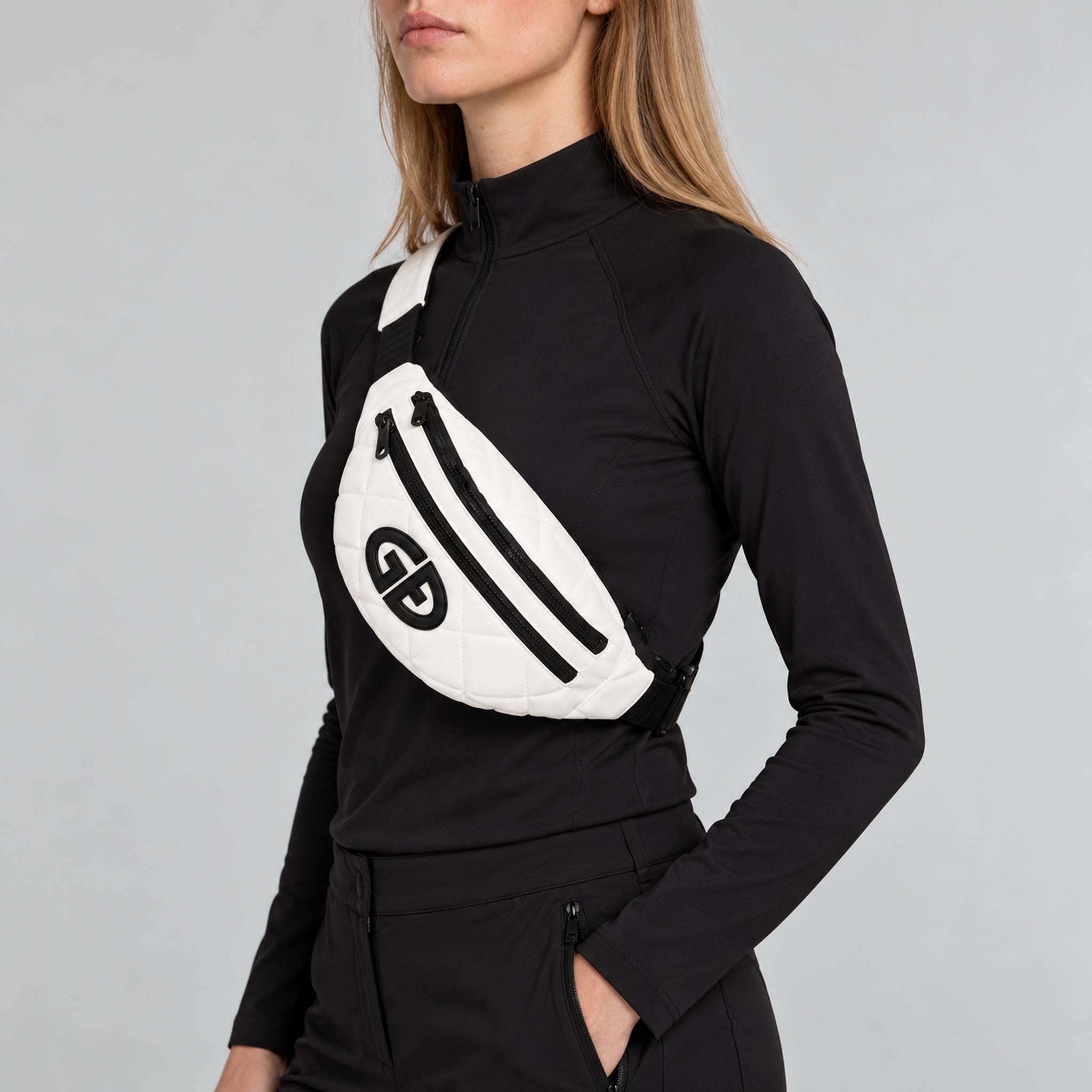 Goldbergh unisex Col Bum Bag in Snow White (Snow White) - womens side. AI-generated from manufacturer imagery.