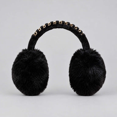 Goldbergh unisex Fluffy Earwarmers in Black (Black) - front. AI-generated from manufacturer imagery.