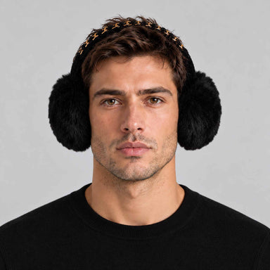 Goldbergh unisex Fluffy Earwarmers in Black (Black) - mens front. AI-generated from manufacturer imagery.