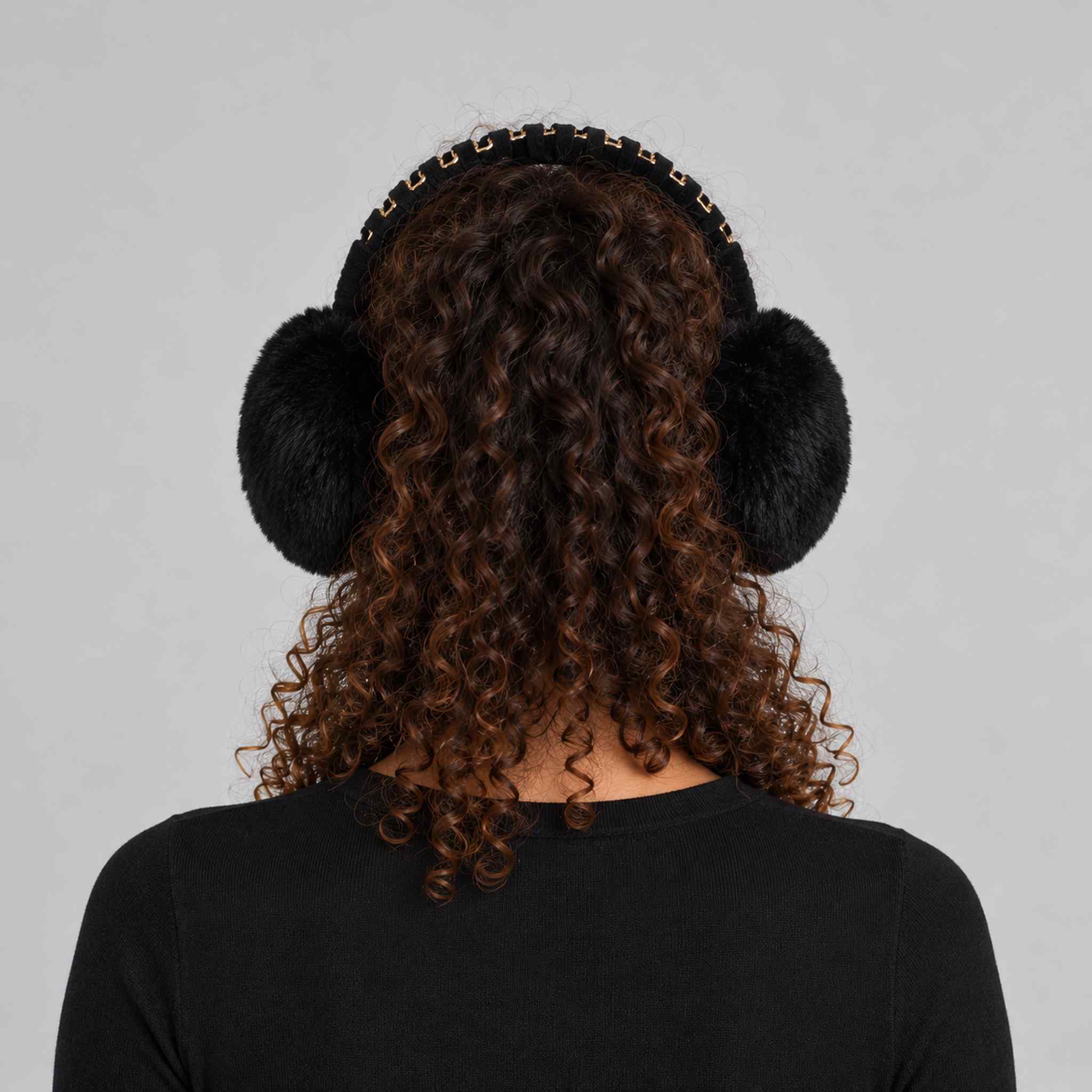 Goldbergh unisex Fluffy Earwarmers in Black (Black) - womens back. AI-generated from manufacturer imagery.