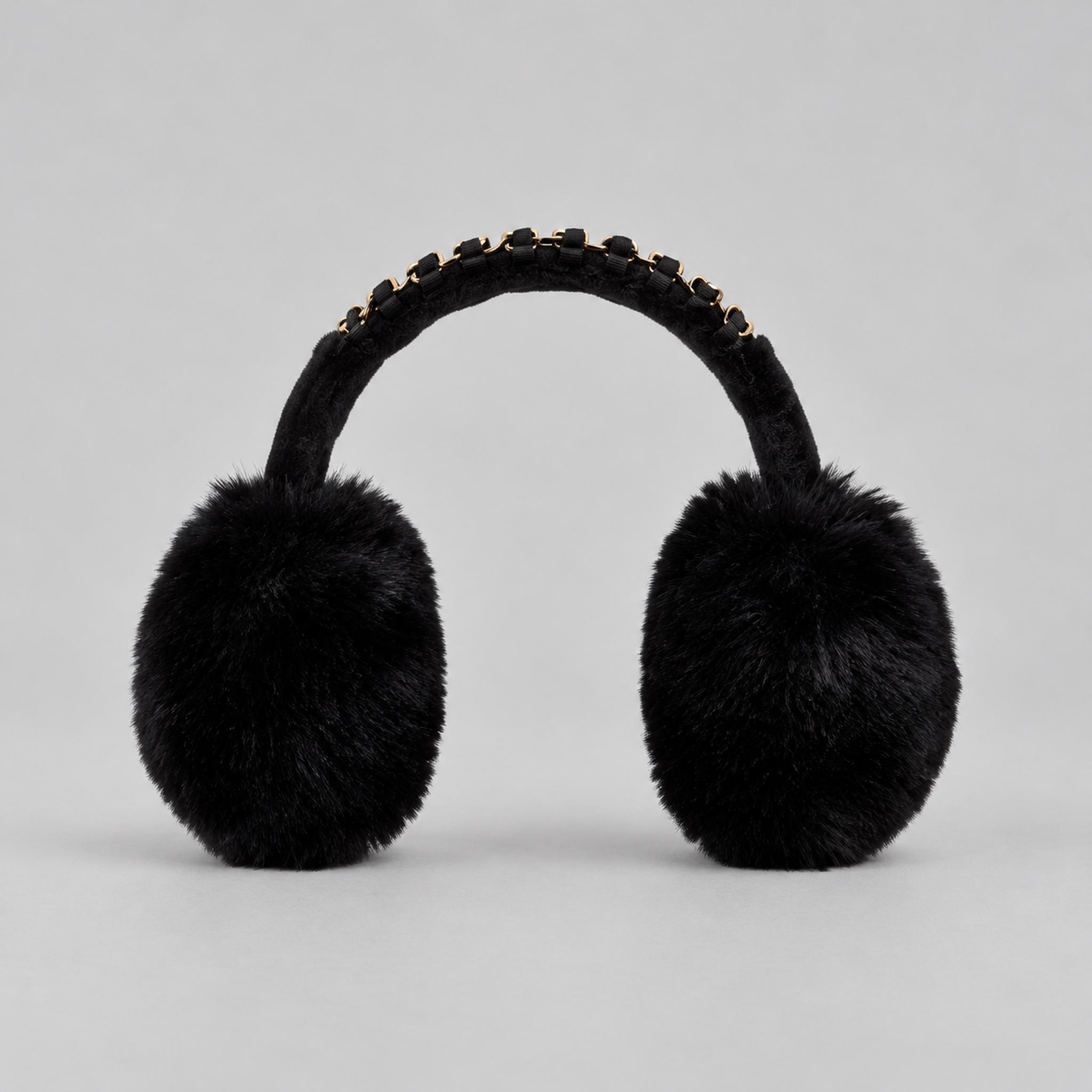 Goldbergh unisex Fluffy Earwarmers in Black (Black) - back. AI-generated from manufacturer imagery.