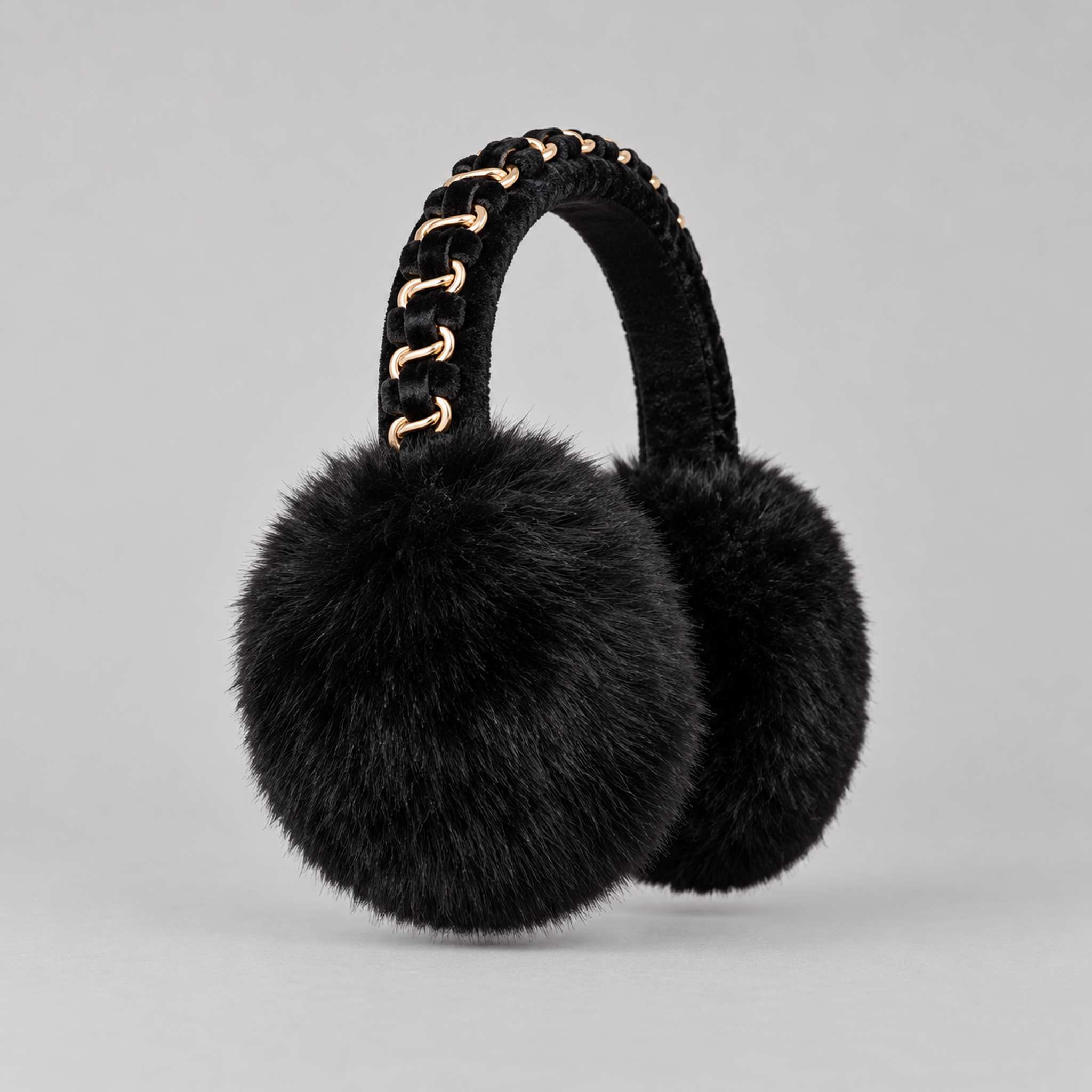 Goldbergh unisex Fluffy Earwarmers in Black (Black) - side. AI-generated from manufacturer imagery.