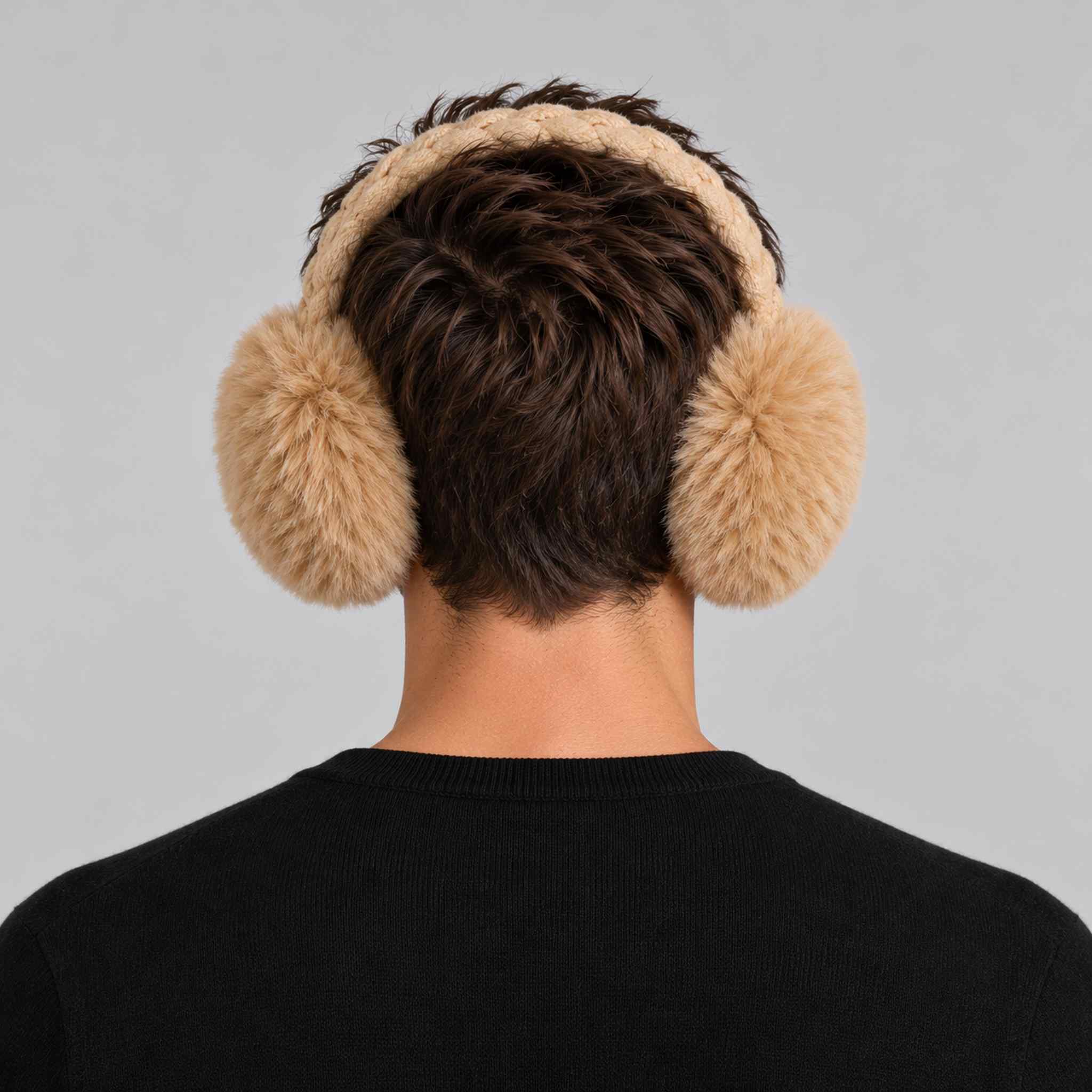 Goldbergh unisex Fluffy Earwarmers in Lark (Lark) - mens back. AI-generated from manufacturer imagery.