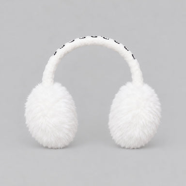 Goldbergh unisex Fluffy Earwarmers in White (Snow White) - front. AI-generated from manufacturer imagery.