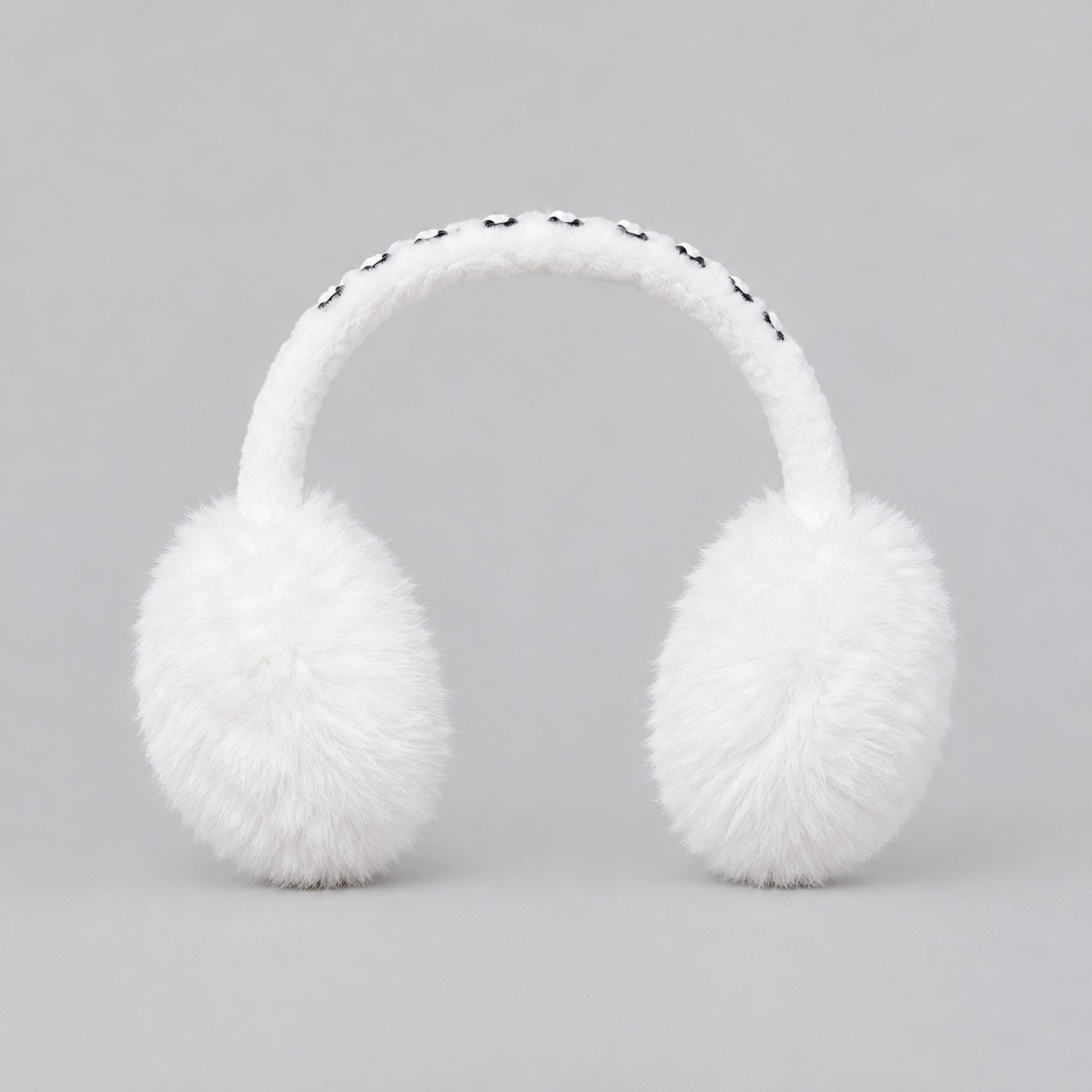 Goldbergh unisex Fluffy Earwarmers in White (Snow White) - back. AI-generated from manufacturer imagery.