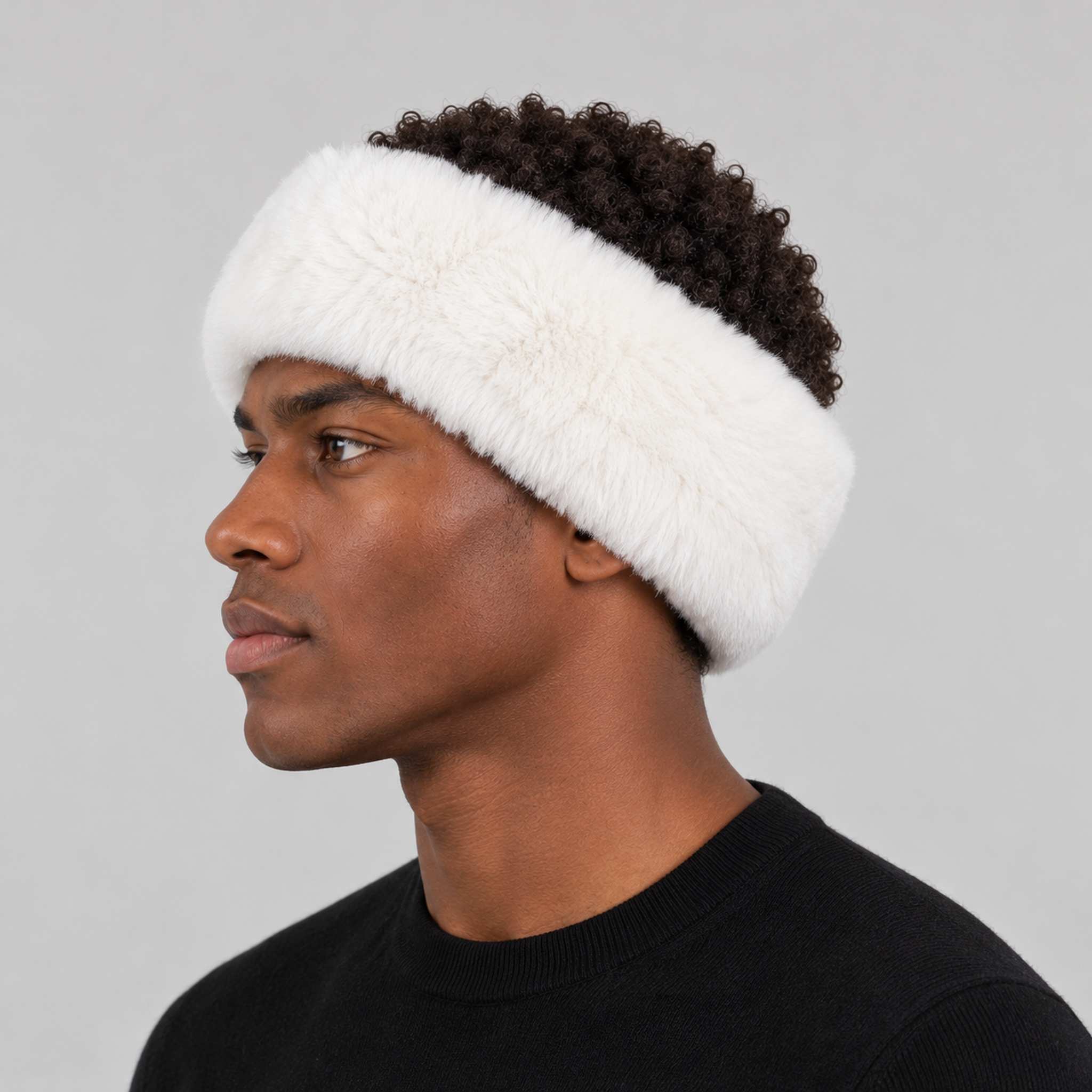 Goldbergh unisex Froid Headband in White (Snow White) - mens side. AI-generated from manufacturer imagery.
