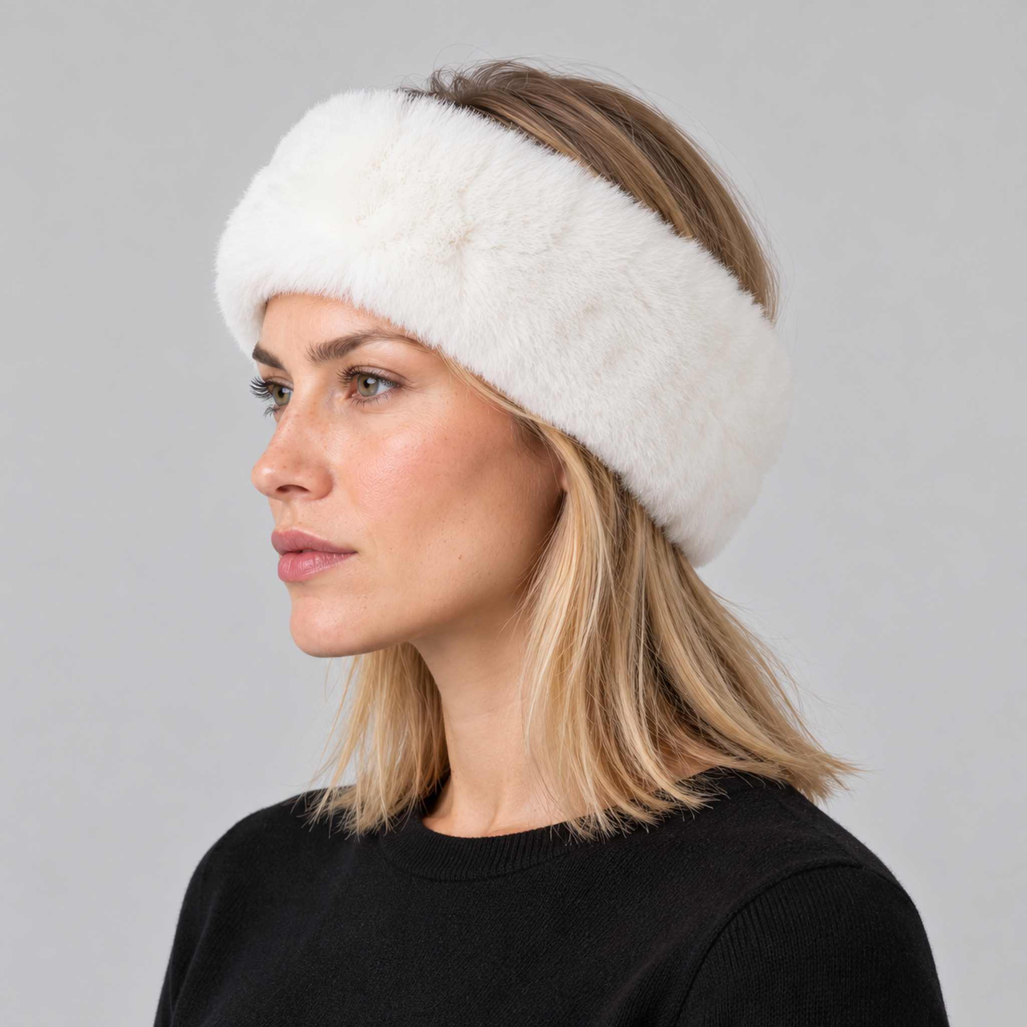 Goldbergh unisex Froid Headband in White (Snow White) - womens side. AI-generated from manufacturer imagery.