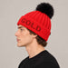 Goldbergh Hodd Beanie in Flame Red in Flame — mens side. AI-generated from manufacturer reference photographs.