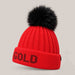 Goldbergh Hodd Beanie in Flame Red in Flame — side. AI-generated from manufacturer reference photographs.