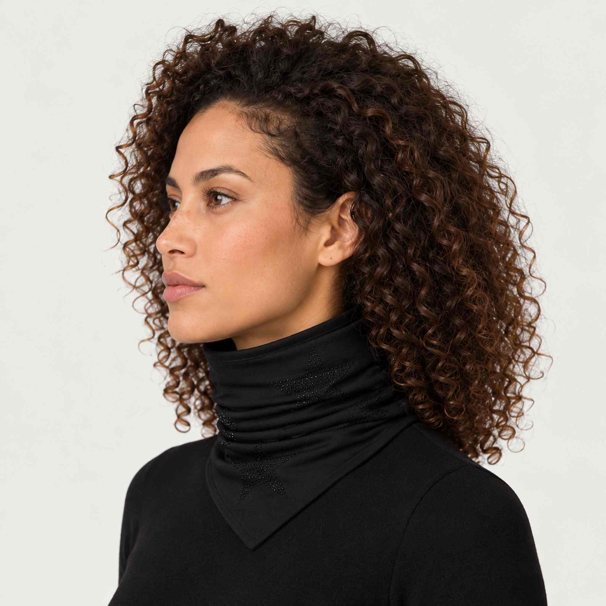 Goldbergh unisex Kira Neck Gaiter (Black) - womens side. AI-generated from manufacturer imagery.