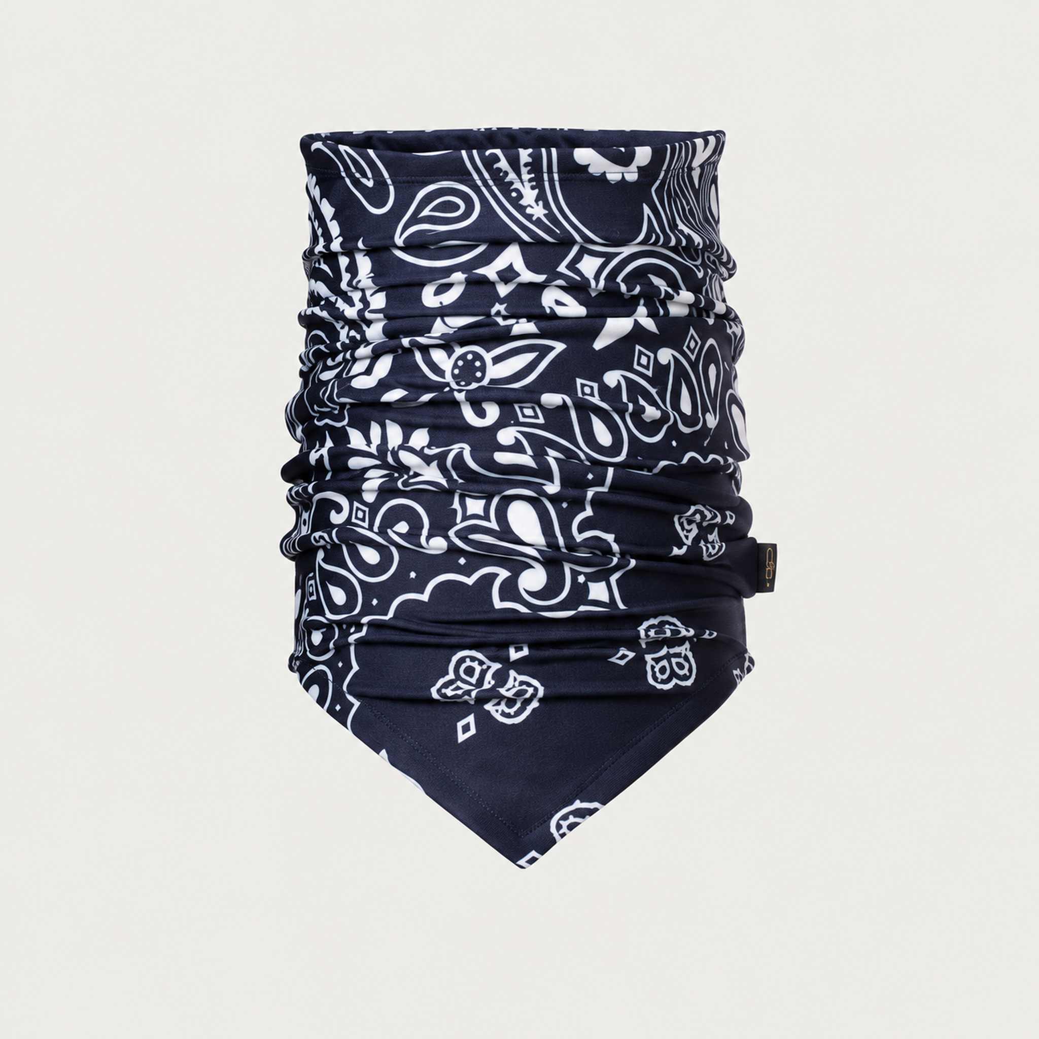 Goldbergh unisex Kizuna Neck Gaiter in Bandana Paisley Blue (Bandana Paisley Blue) - front. AI-generated from manufacturer imagery.