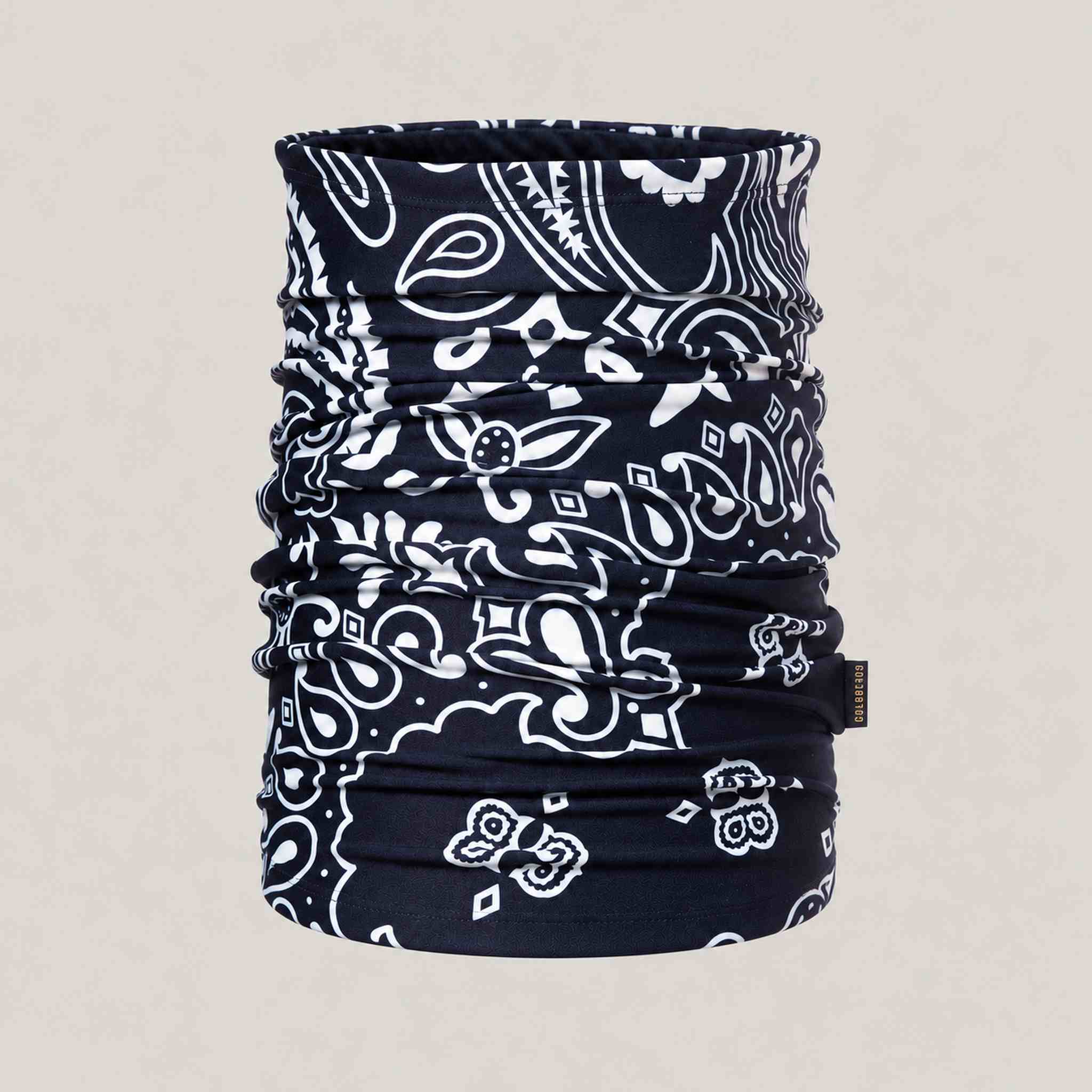 Goldbergh Kizuna Neck Gaiter in Bandana Paisley Blue in Bandana Paisley Blue — back. AI-generated from manufacturer reference photographs.