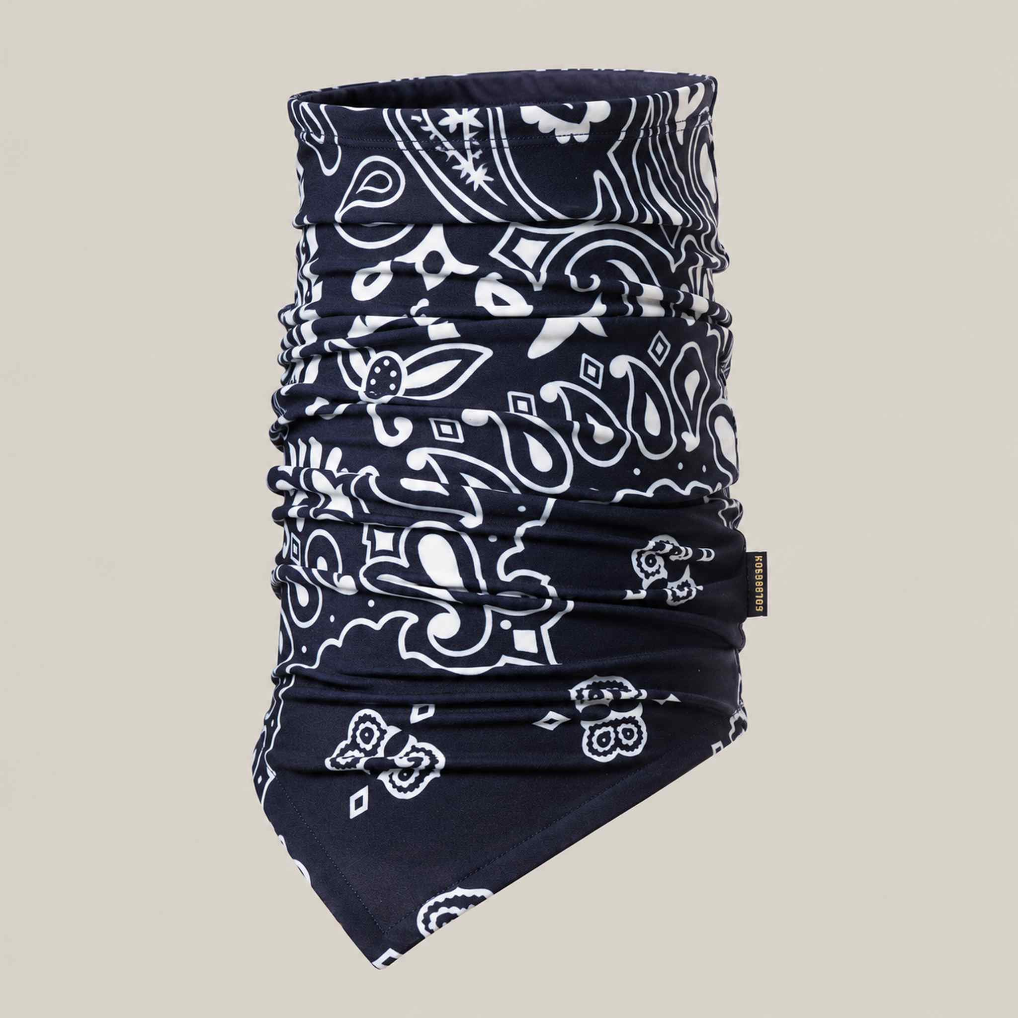 Goldbergh Kizuna Neck Gaiter in Bandana Paisley Blue in Bandana Paisley Blue — side. AI-generated from manufacturer reference photographs.