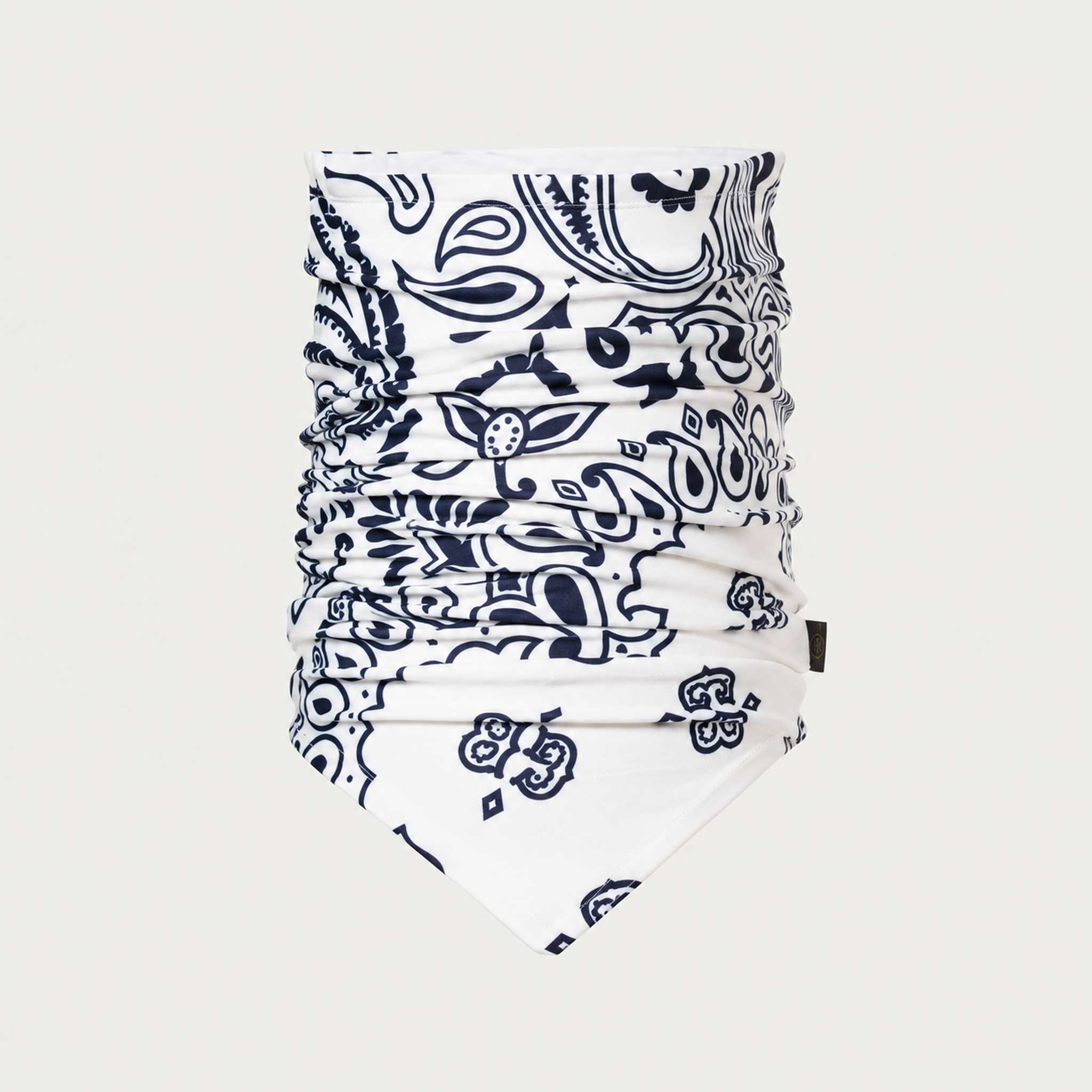 Goldbergh unisex Kizuna Neck Gaiter in Paisley White (Paisley White) - front. AI-generated from manufacturer imagery.