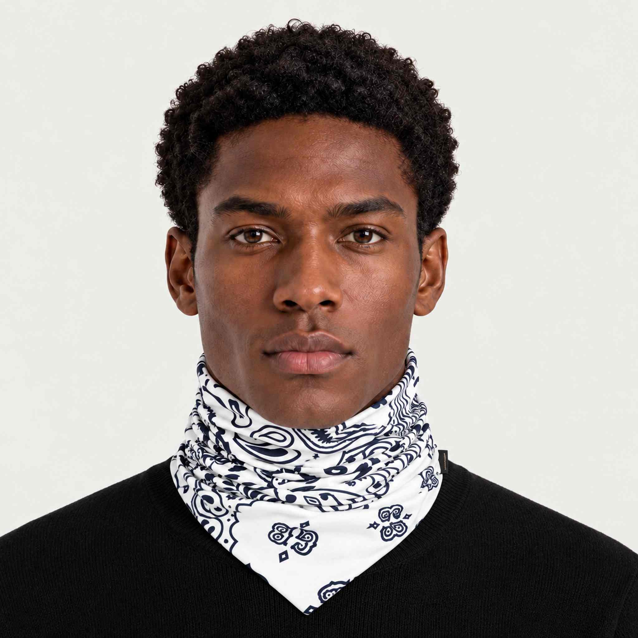 Goldbergh unisex Kizuna Neck Gaiter in Paisley White (Paisley White) - mens front. AI-generated from manufacturer imagery.