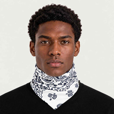 Goldbergh unisex Kizuna Neck Gaiter in Paisley White (Paisley White) - mens front. AI-generated from manufacturer imagery.