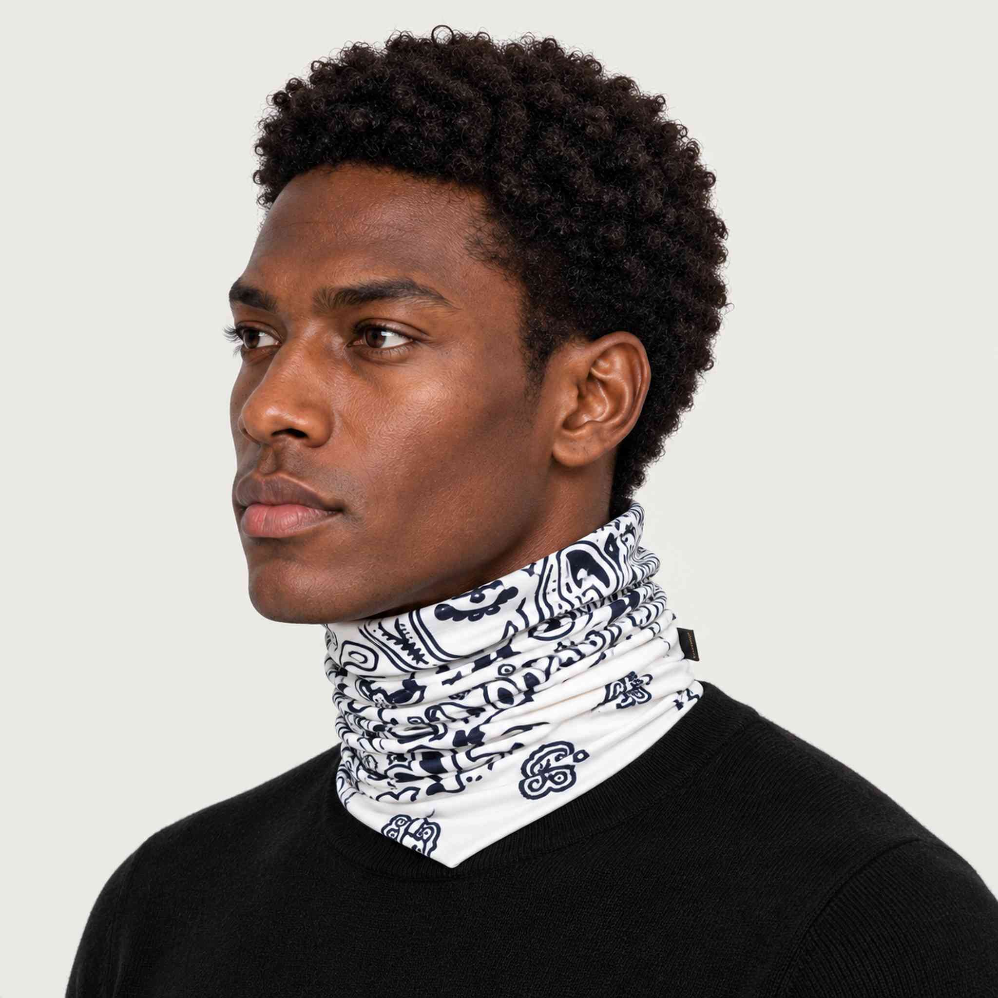 Goldbergh unisex Kizuna Neck Gaiter in Paisley White (Paisley White) - mens side. AI-generated from manufacturer imagery.
