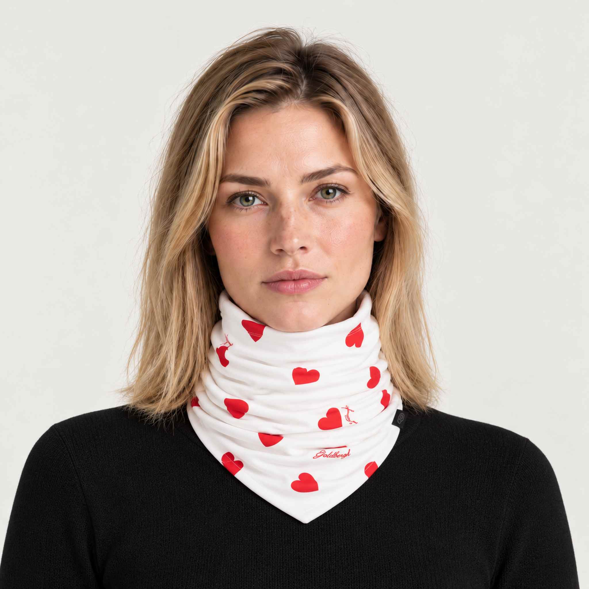 Goldbergh unisex Kouki Neck Gaiter (Flame White) - womens front. AI-generated from manufacturer imagery.