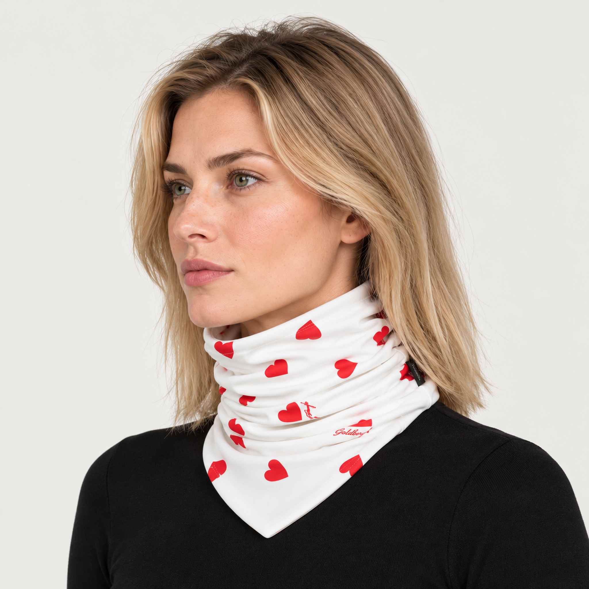 Goldbergh unisex Kouki Neck Gaiter (Flame White) - womens side. AI-generated from manufacturer imagery.