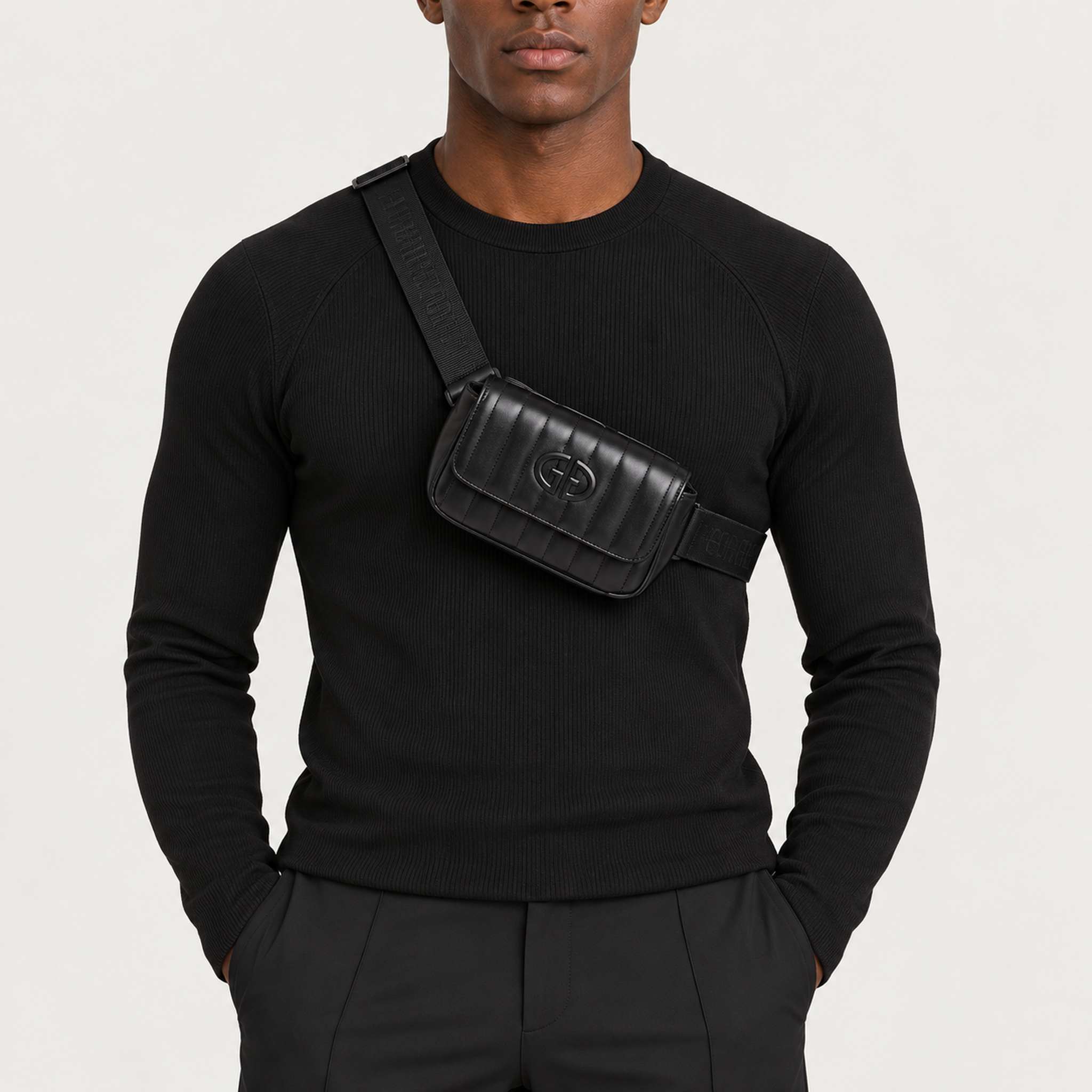 Goldbergh unisex Nara Bum Bag (Black) - mens front. AI-generated from manufacturer imagery.