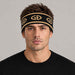 Goldbergh Tiara Headband in Black/Gold in Black Gold — mens front. AI-generated from manufacturer reference photographs.