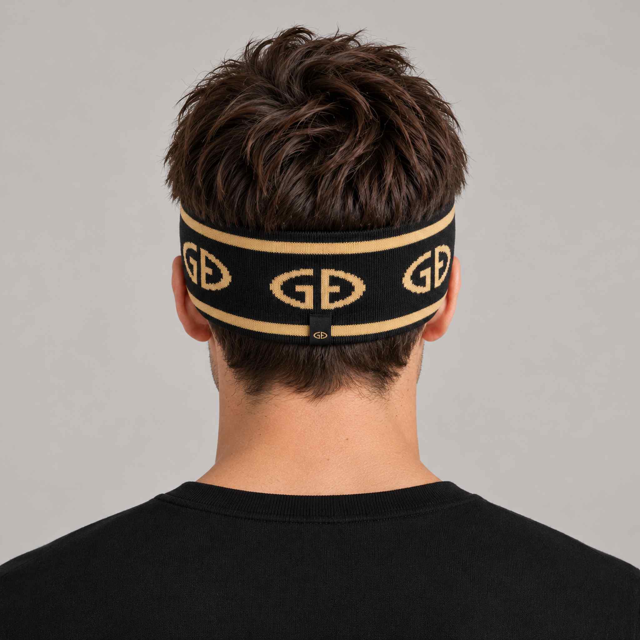 Goldbergh Tiara Headband in Black/Gold in Black Gold — mens back. AI-generated from manufacturer reference photographs.