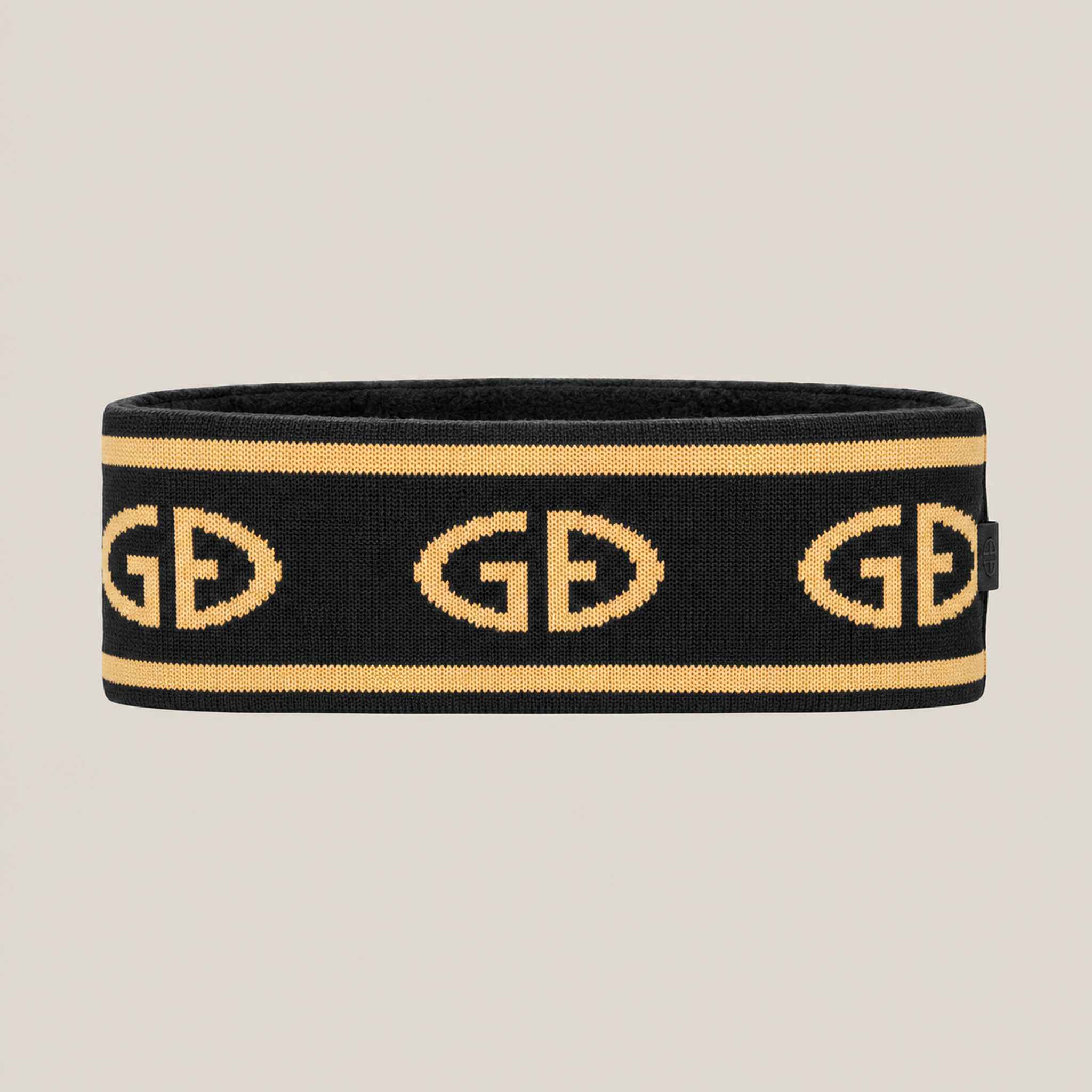 Goldbergh Tiara Headband in Black/Gold in Black Gold — side. AI-generated from manufacturer reference photographs.