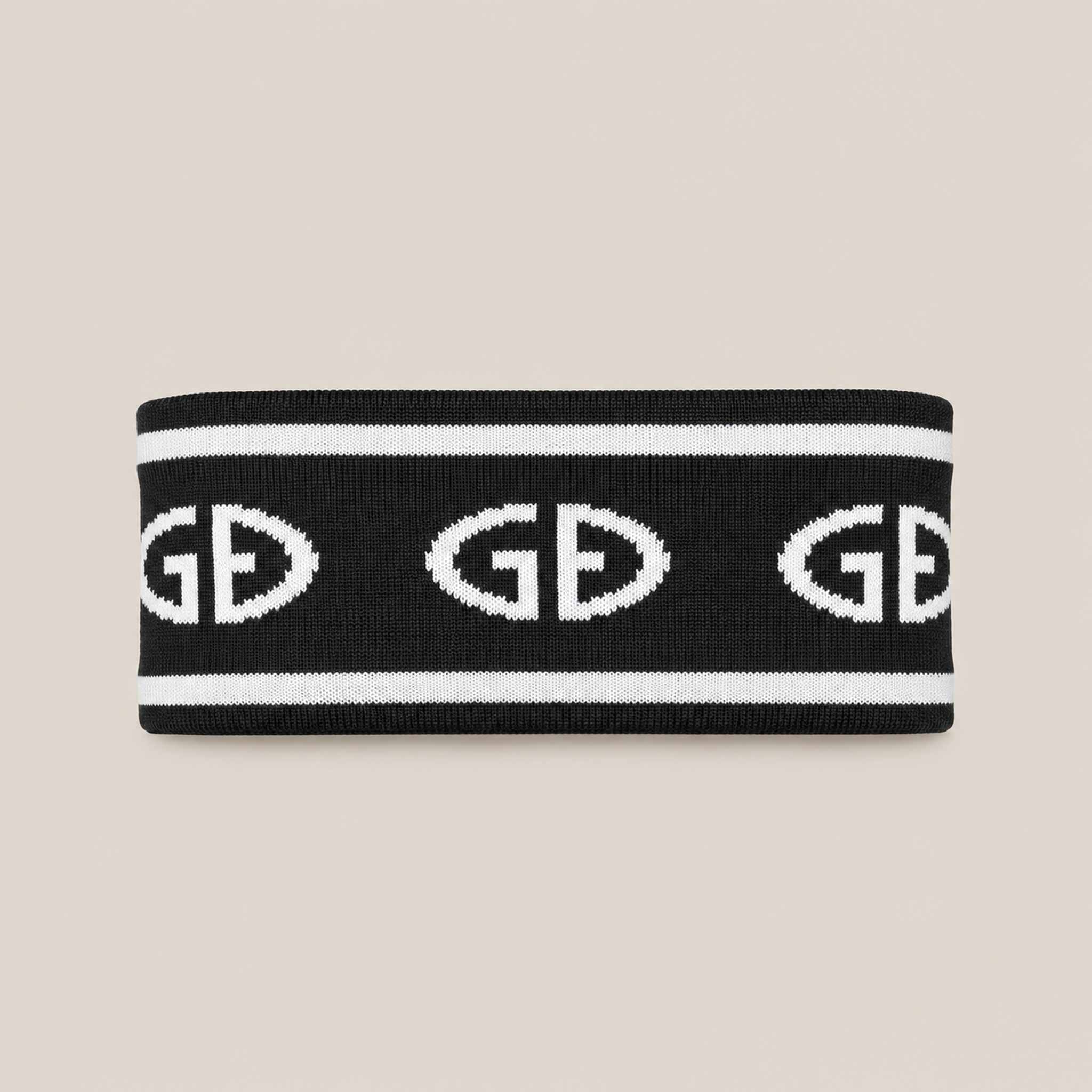 Goldbergh Tiara Headband in Black in Black White — front. AI-generated from manufacturer reference photographs.