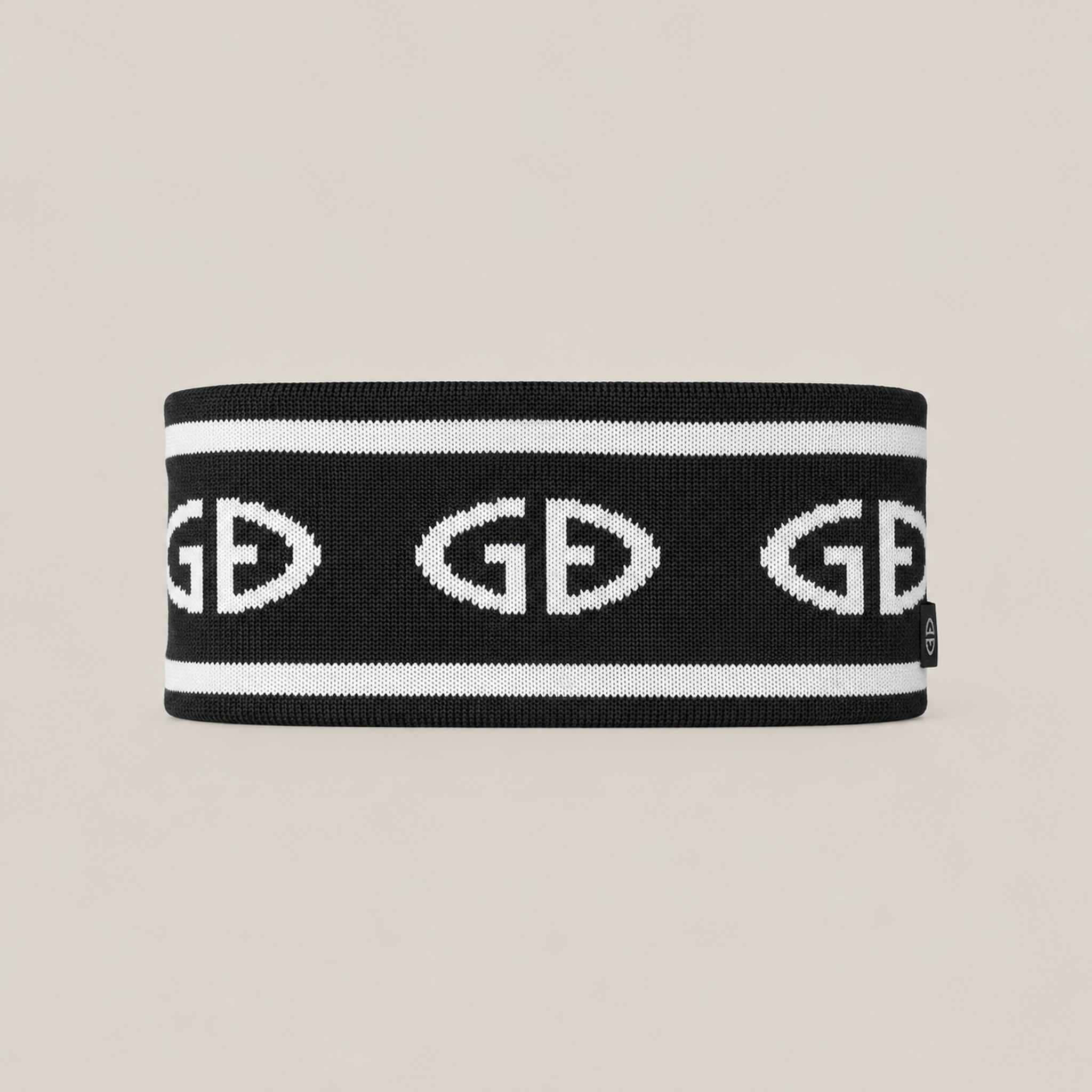 Goldbergh Tiara Headband in Black in Black White — side. AI-generated from manufacturer reference photographs.