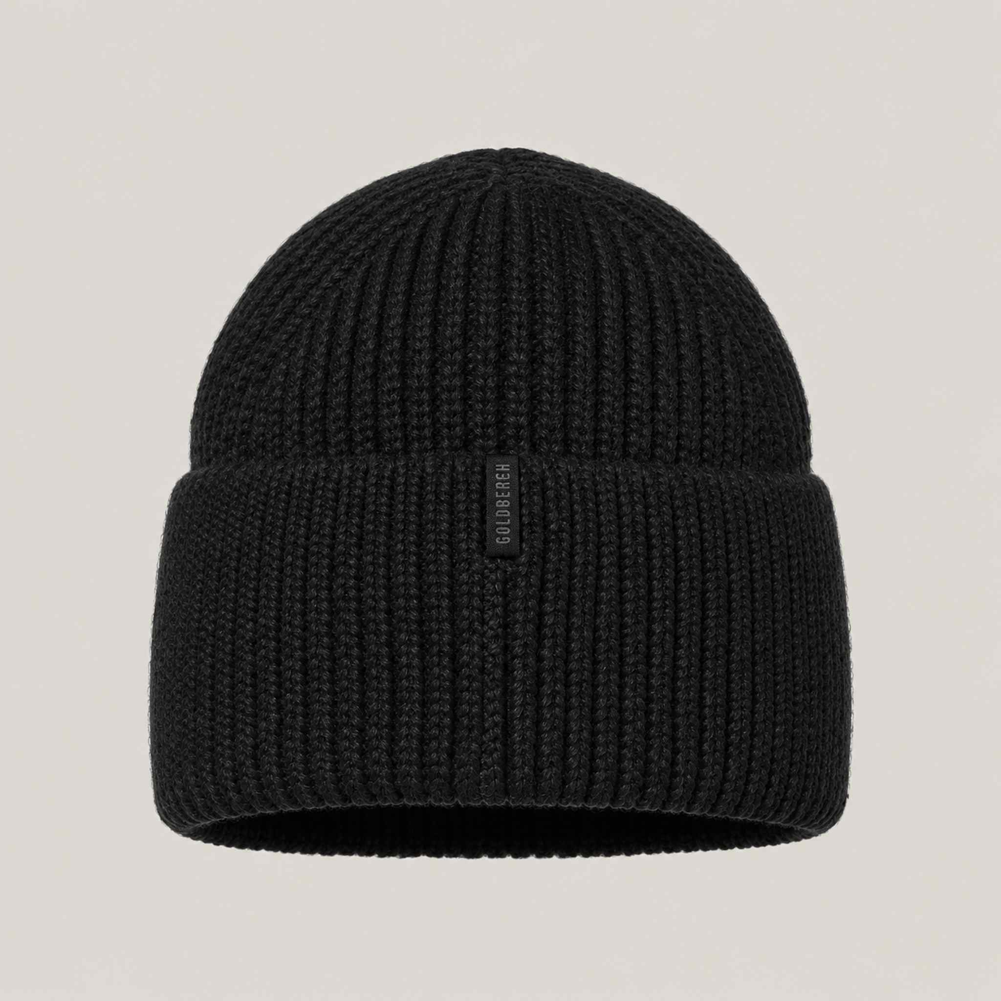 Goldbergh Valerie Beanie in Black in Black — back. AI-generated from manufacturer reference photographs.