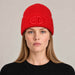 Goldbergh Valerie Beanie in Flame in Flame — womens front. AI-generated from manufacturer reference photographs.