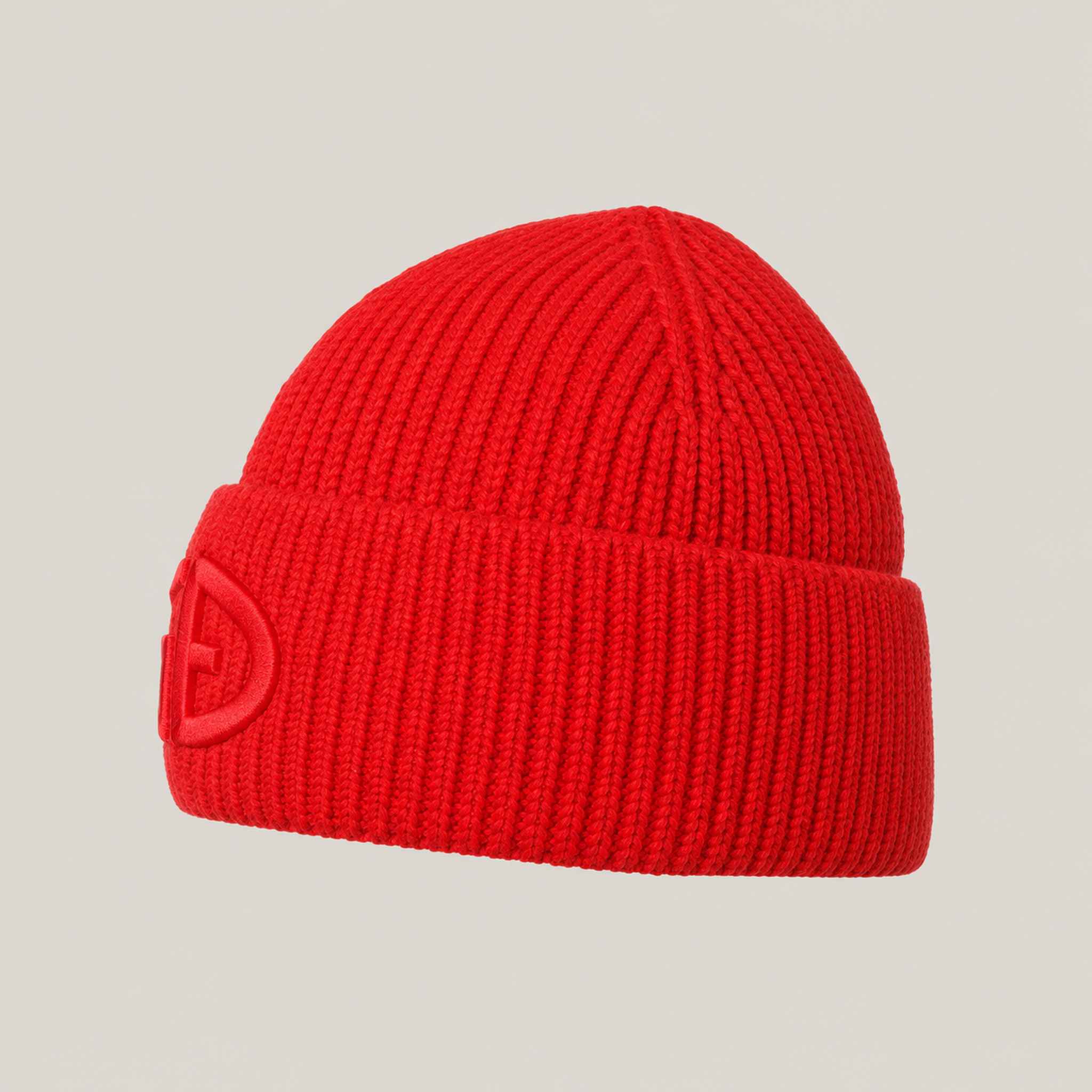 Goldbergh Valerie Beanie in Flame in Flame — side. AI-generated from manufacturer reference photographs.