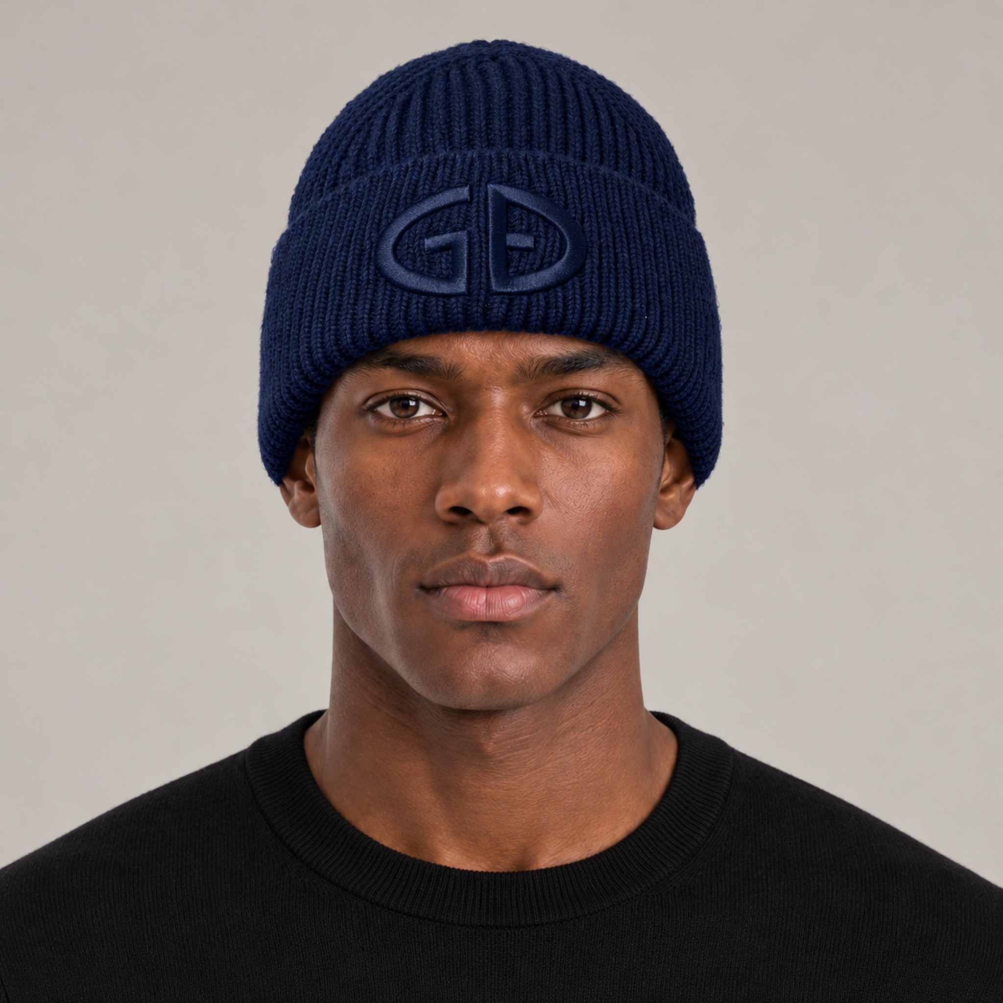 Goldbergh Valerie Beanie in French Blue in French Blue — mens front. AI-generated from manufacturer reference photographs.