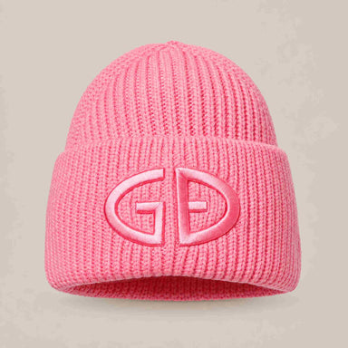 Goldbergh Valerie Beanie in Pink Cosmos in Pink Cosmos — front. AI-generated from manufacturer reference photographs.