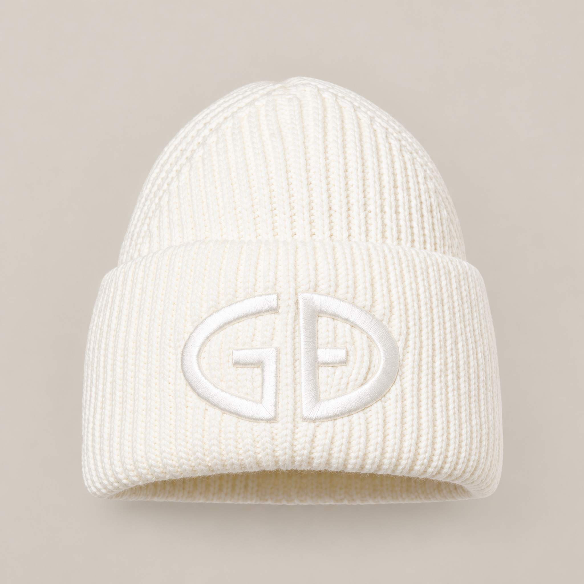 Goldbergh Valerie Beanie in Snow White in Snow White — front. AI-generated from manufacturer reference photographs.
