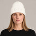 Goldbergh Valerie Beanie in Snow White in Snow White — womens front. AI-generated from manufacturer reference photographs.