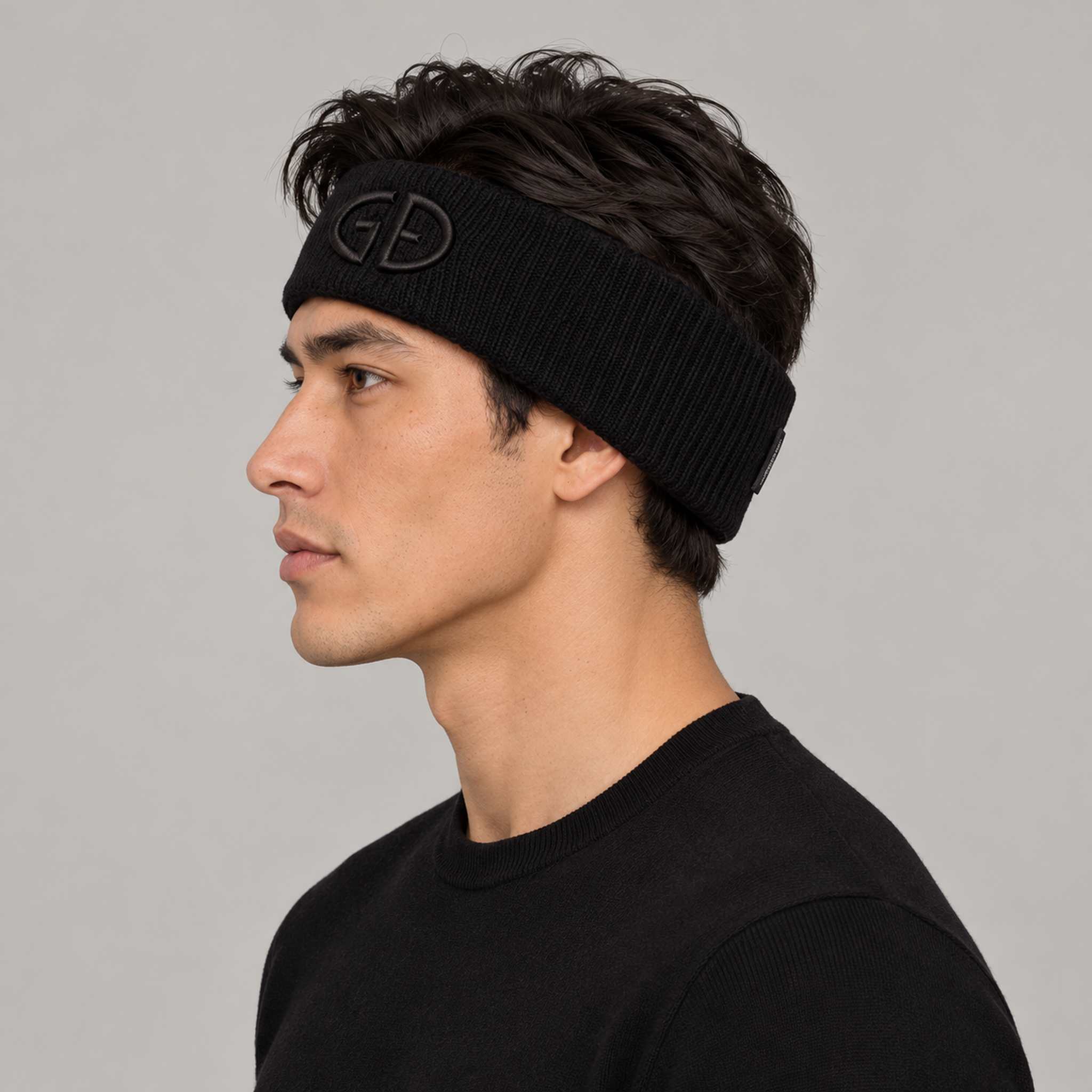 Goldbergh Warmth Headband in Black in Black — mens side. AI-generated from manufacturer reference photographs.